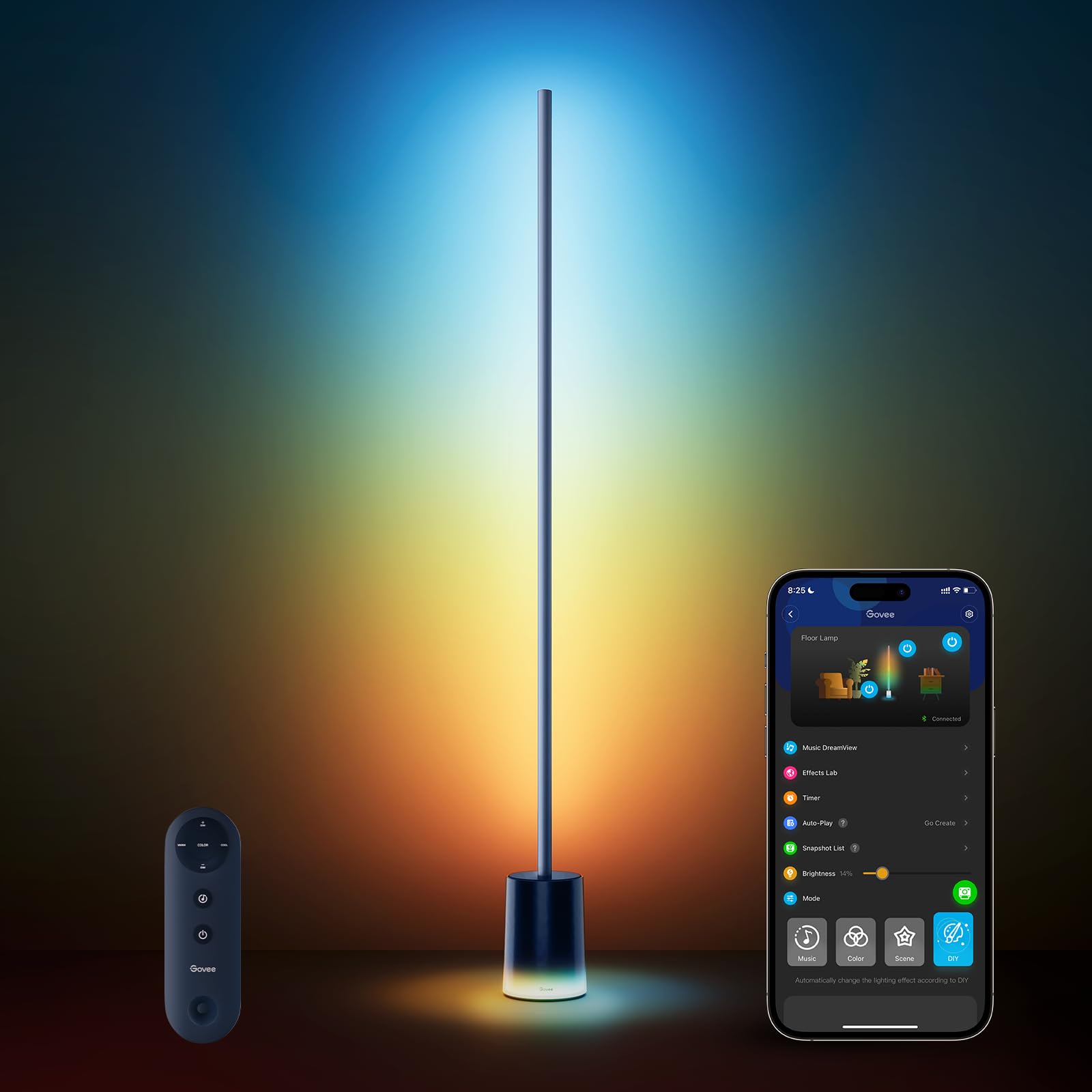 Govee Floor Lamp 2, RGBIC LED, Music Sync, Alexa Compatible, Model H607C, Blue