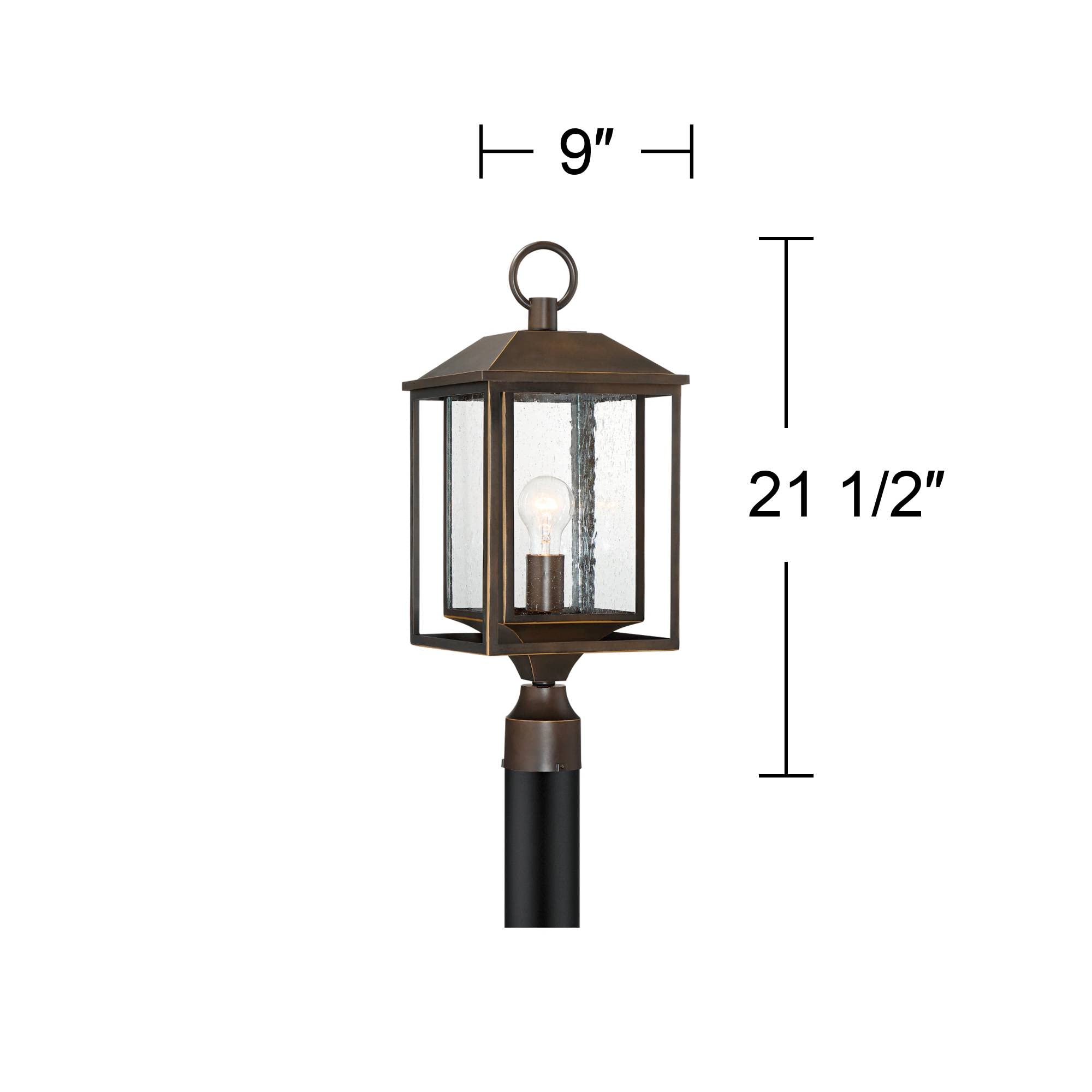 John Timberland Outdoor Post Light Fixture, Brown Bronze Metal, Textured Clear Glass, 21.5in for Porch, Patio, Yard, Walkway