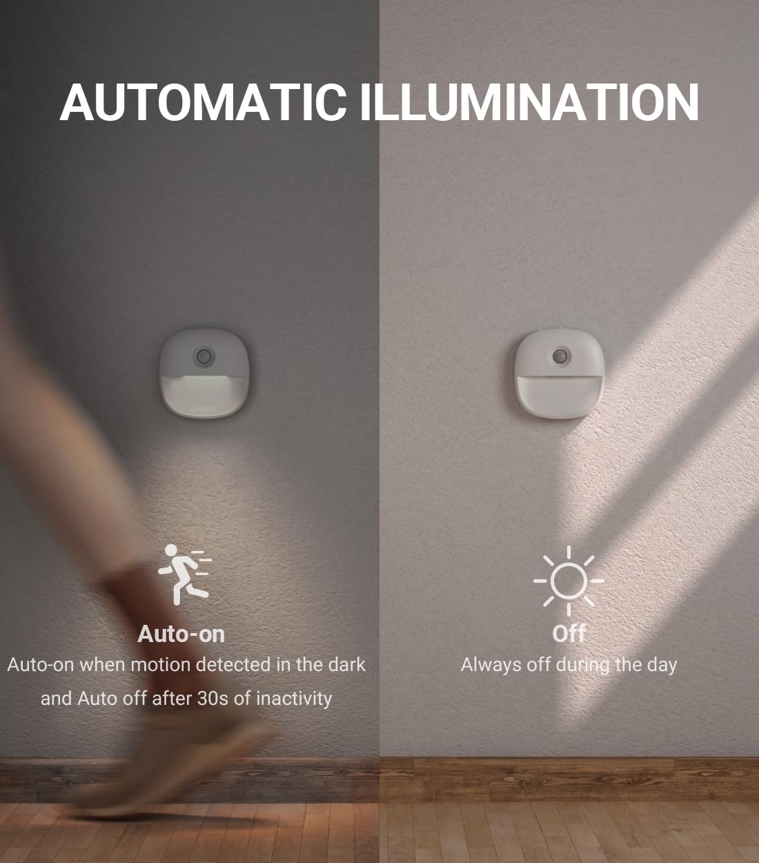 Lyridz Rechargeable Night Light, Motion Sensor Battery Night Light, Mini Stick-On Led Closet Cold Warm Night Light, 1-20Lm Dimma