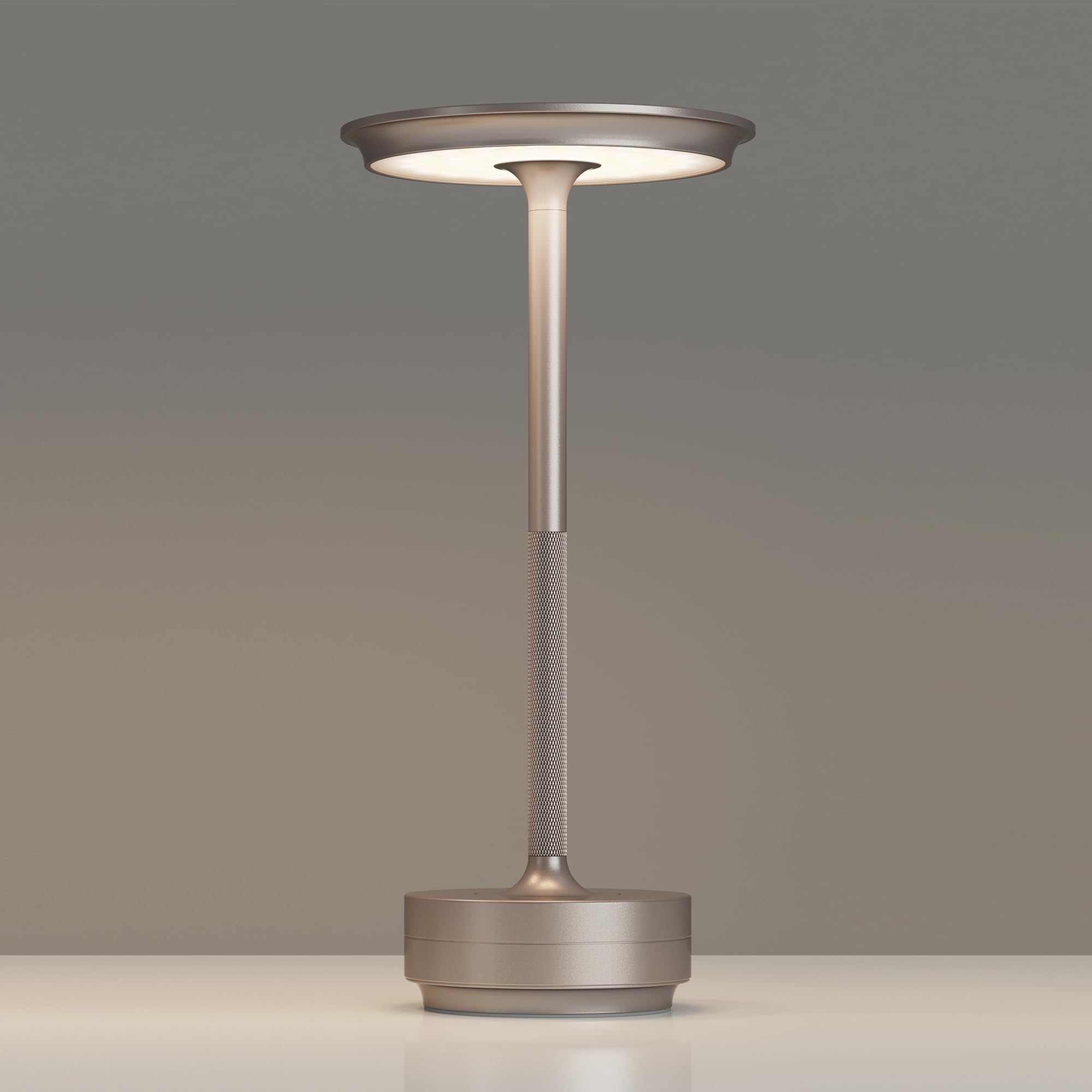 TBBGA Rechargeable Table Lamp, 5000mAh, 3 Color Dimming, Aluminum, Champagne Gold, Model T106C