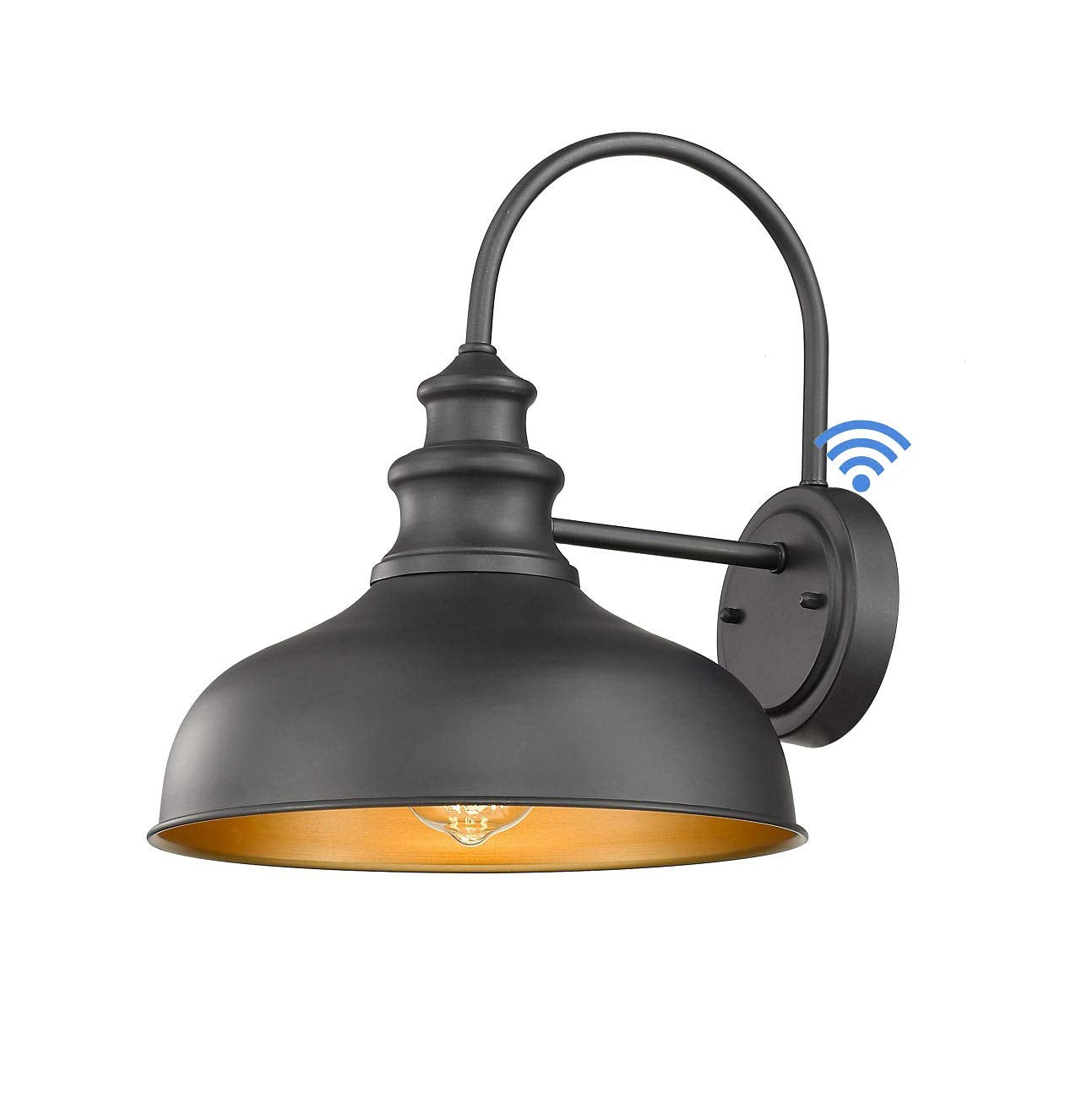 Bestshared Gooseneck Barn Light, Outdoor Wall Sconce, Metal, Black+Gold, 11.5”, Model BSDDV260-NE, 1 Pack