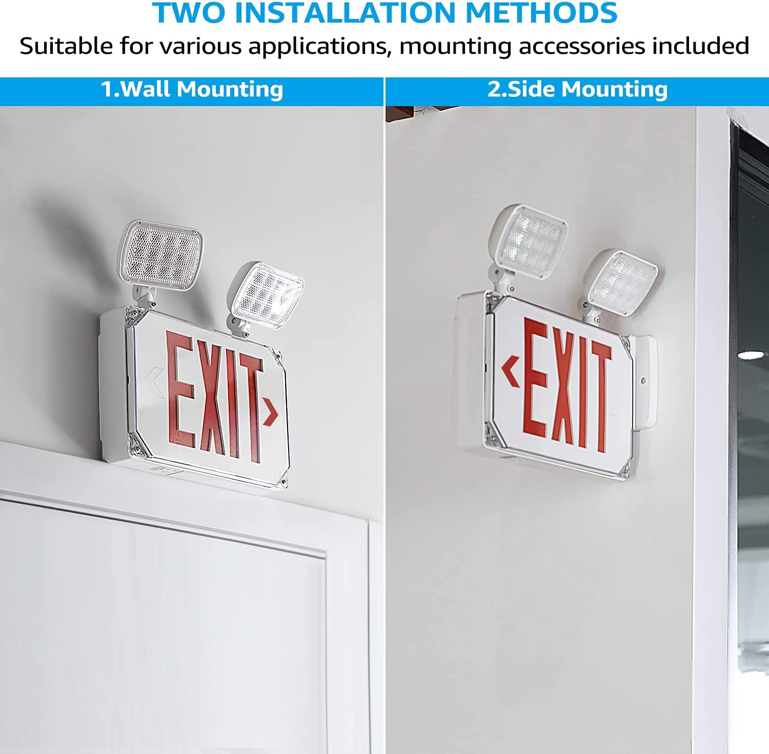 LEONLITE LED Exit Light with Emergency Lights, UL Listed, Red, Combo E ...