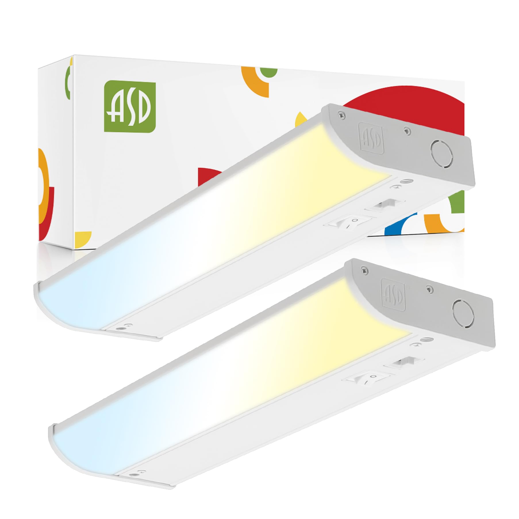 ASD LED Under Cabinet Lighting, 12 inch 5W 325 LM, Dimmable Hardwired Under Cabinet Lights for Kitchen, 3000K Soft/4000K Cool/50
