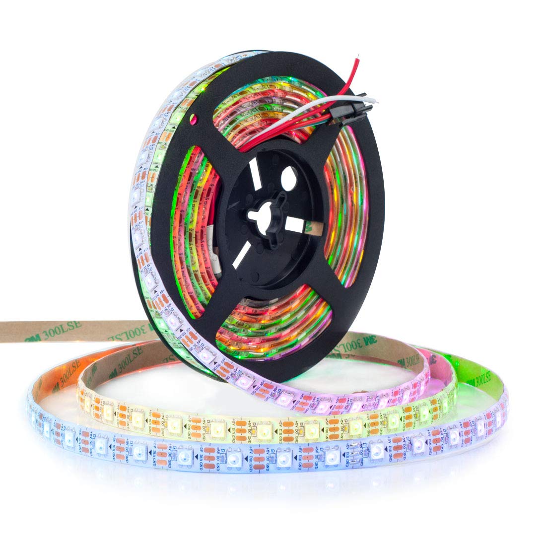 BTF-LIGHTING WS2812B RGB ECO LED Strip, Chasing Effects 5050SMD Individually Addressable 16.4FT 60Pixels/m 300Pixels Flexible Dr