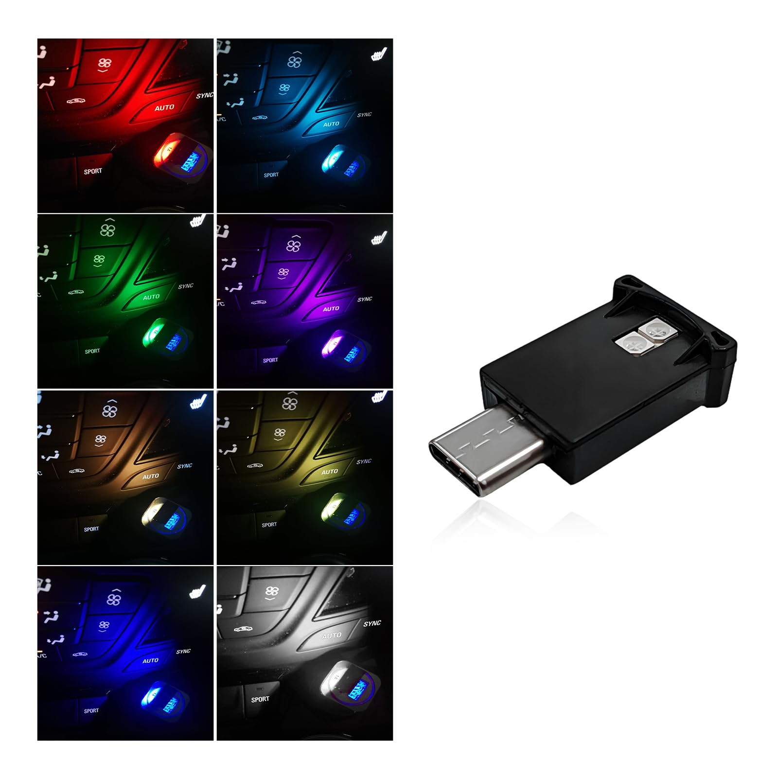 Dxnq Usb Type C Led Ambient Light - 8 Colors Rgb, Adjustable Brightness, Mini Night Light For Car & Laptop (1 Pcs)