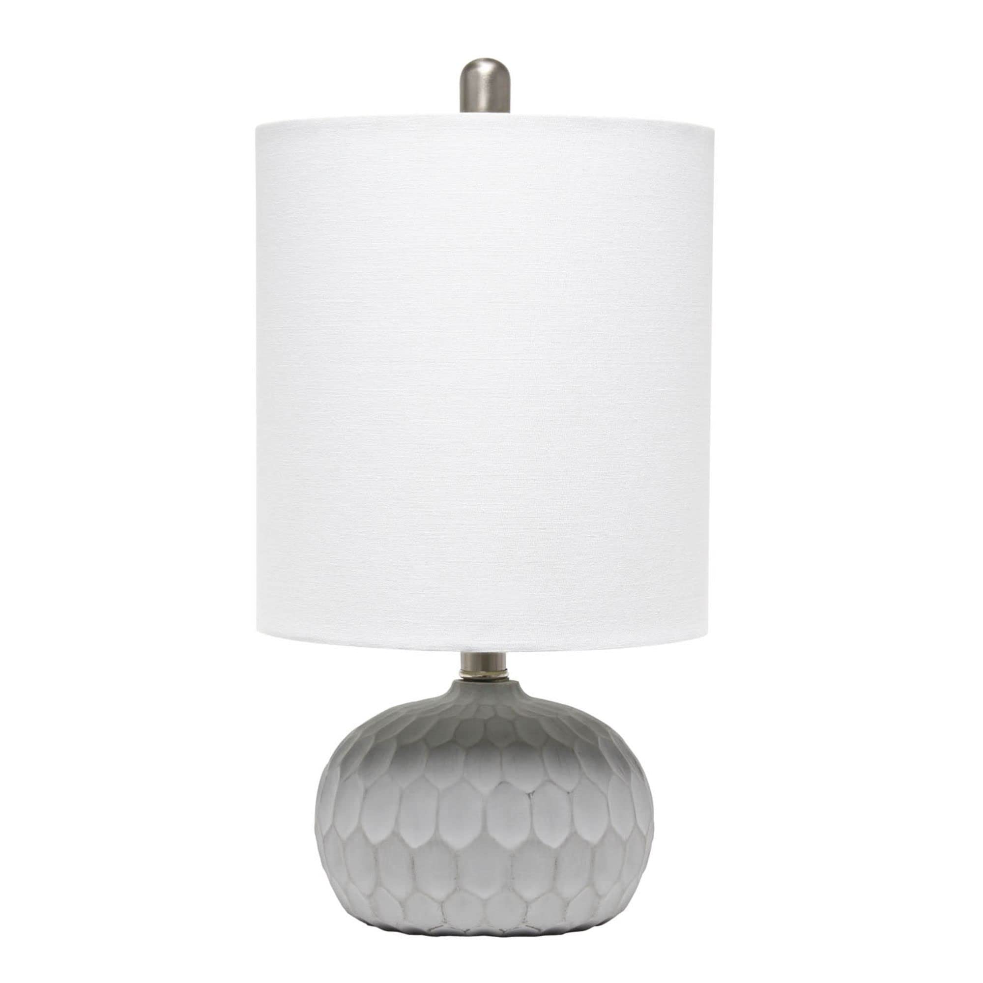 LALIA HOME Modern Concrete Table Lamp with White Fabric Shade, Model LHT-5007-WH, Concrete/Linen White
