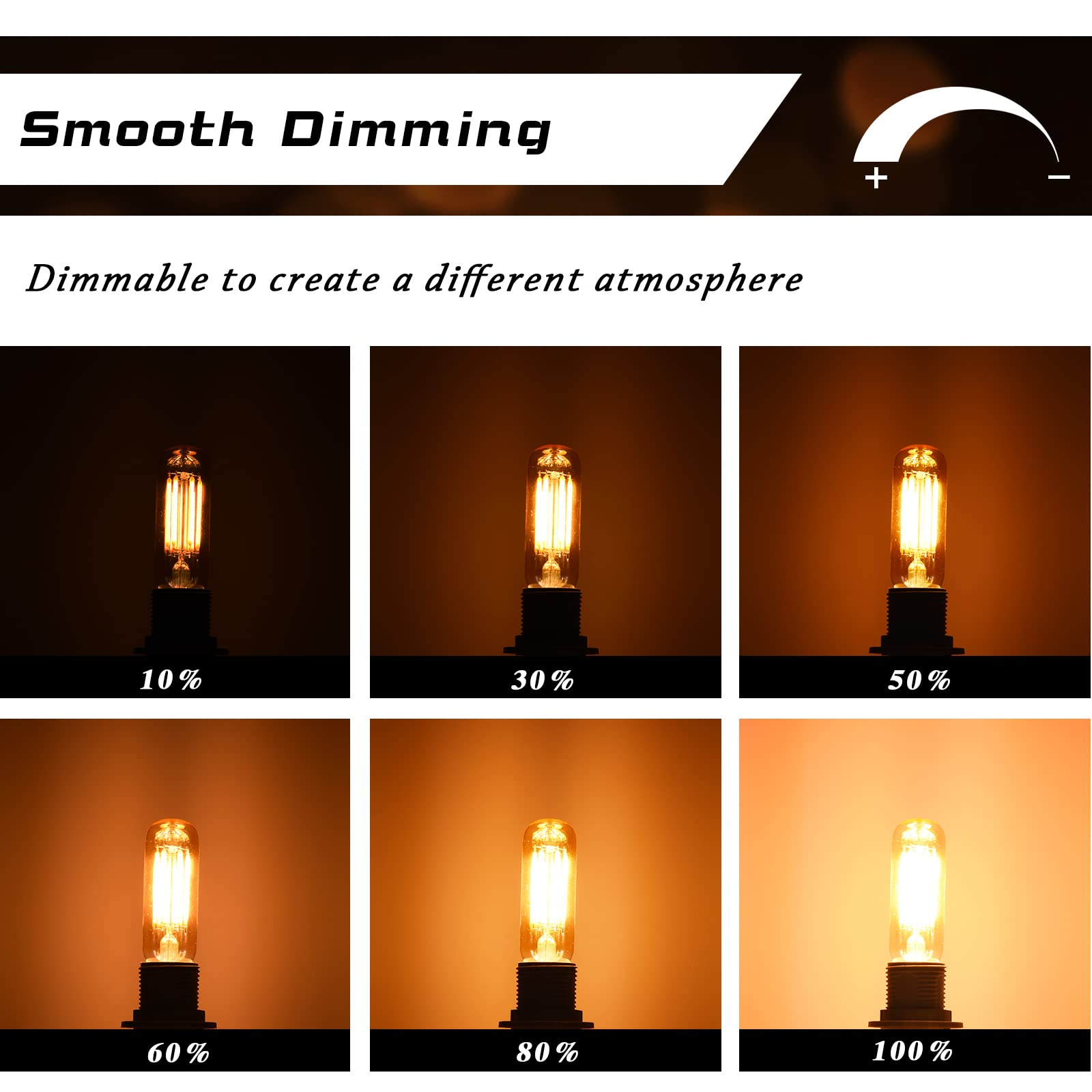 Create Bright Vintage Led Edison Bulbs E12 Candelabra Dimmable Light Bulbs T6 T25 80W Equivalent,2700K Warm Light,3.58 Inch,12-P