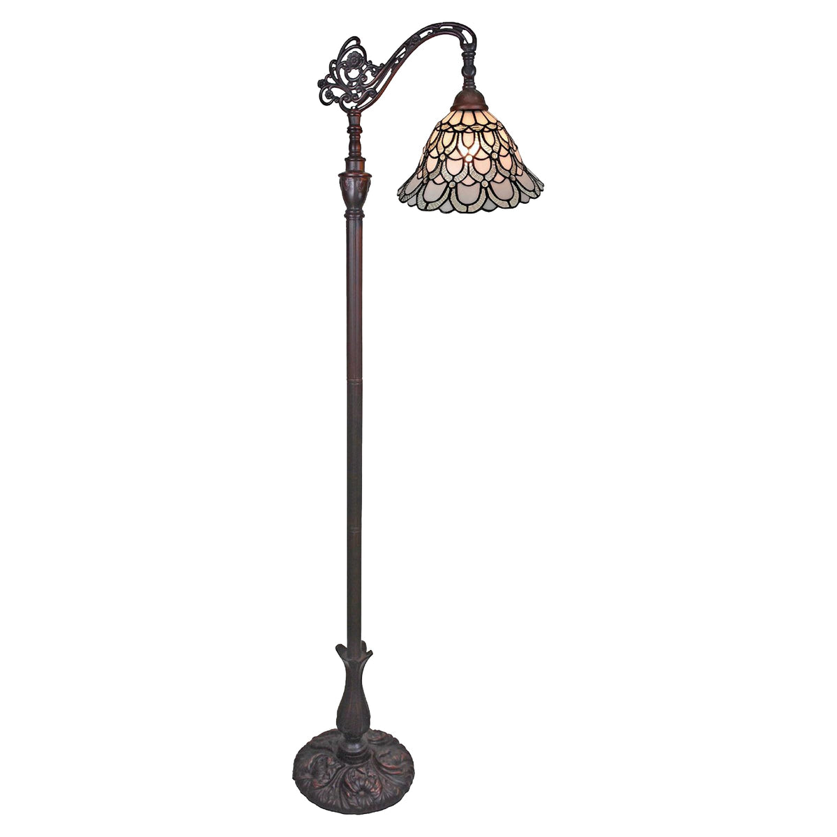 Amora Tiffany Floor Lamp Torchiere - Arched Style Peacock Floor Lamp - 62    Tall Peacock Floor Stained Glass Lamp - Tiffany Flo