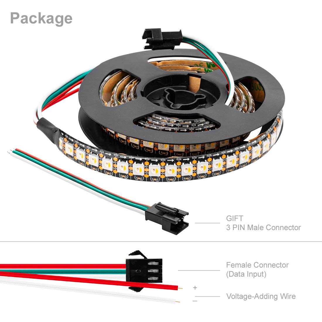 Btf-Lighting Rgbw Rgb+Warm White Sk6812 (Similar Ws2812B) Individually Addressable 3.3Ft 1M 144(2X72) Leds Flexible 4 Colors In 1 Led Dream Color Led Strip Ip65 Waterproof Dc5V Black Pcb