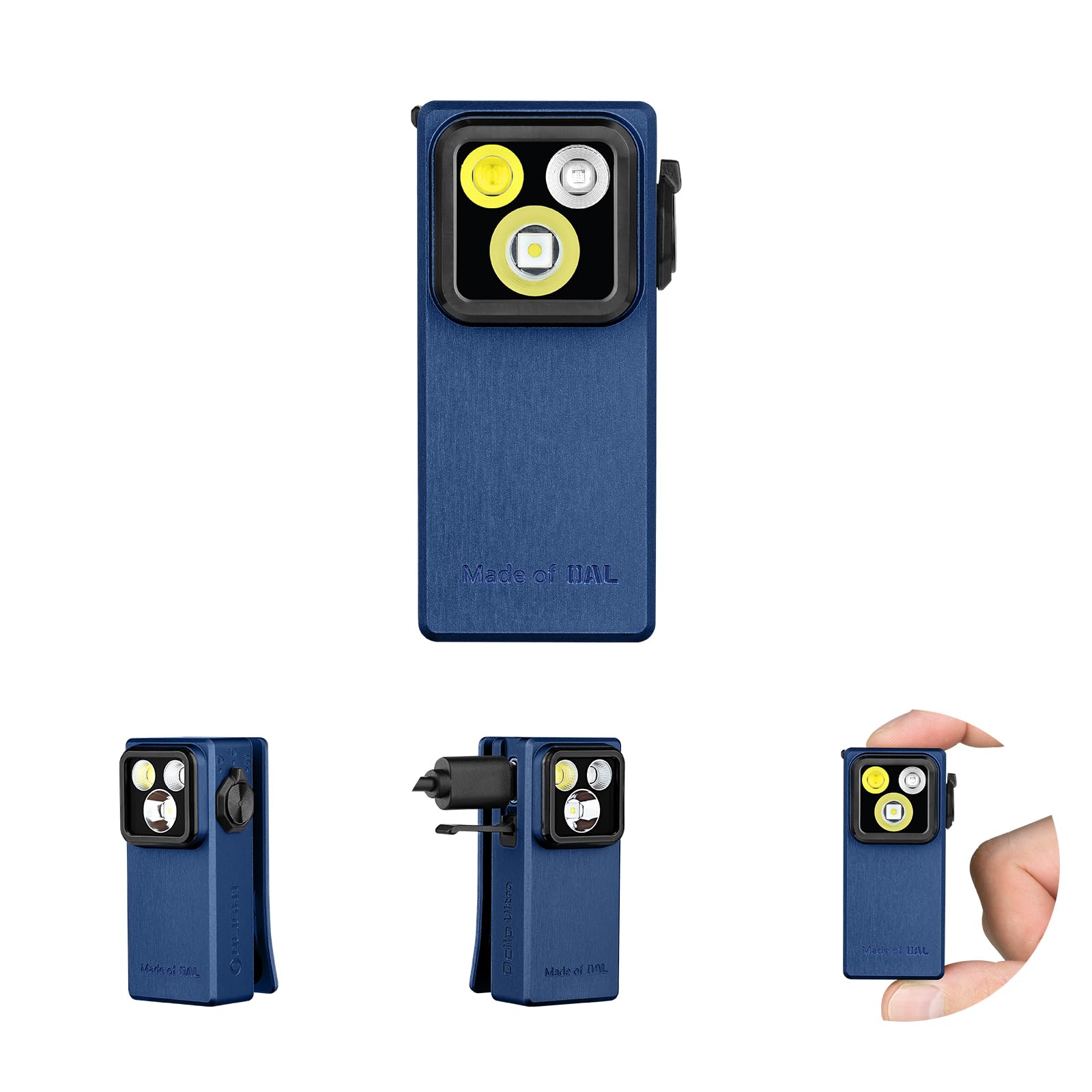 OLIGHT Oclip Ultra EDC Flashlight, 530 Lumens, Rechargeable, Type-C, Aluminum, Navy Blue, Model OCLIPUT-NBL-300000