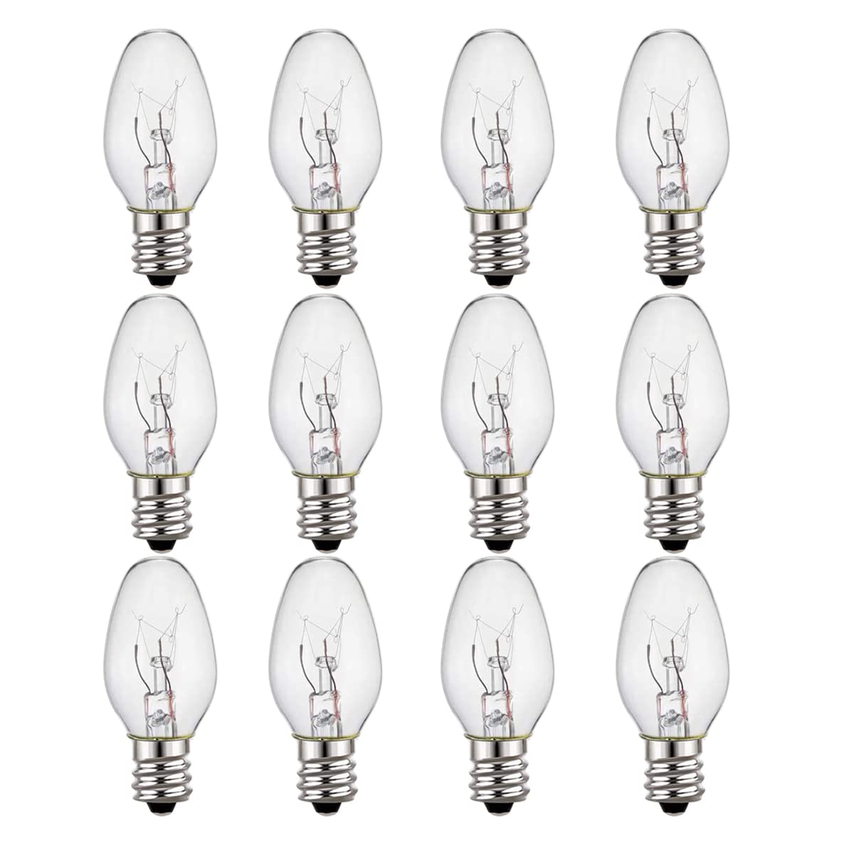 Wokhok Himalayan Salt Lamp Bulbs, 15 Watt C7 Incandescent, 12-Pack, E12 Socket