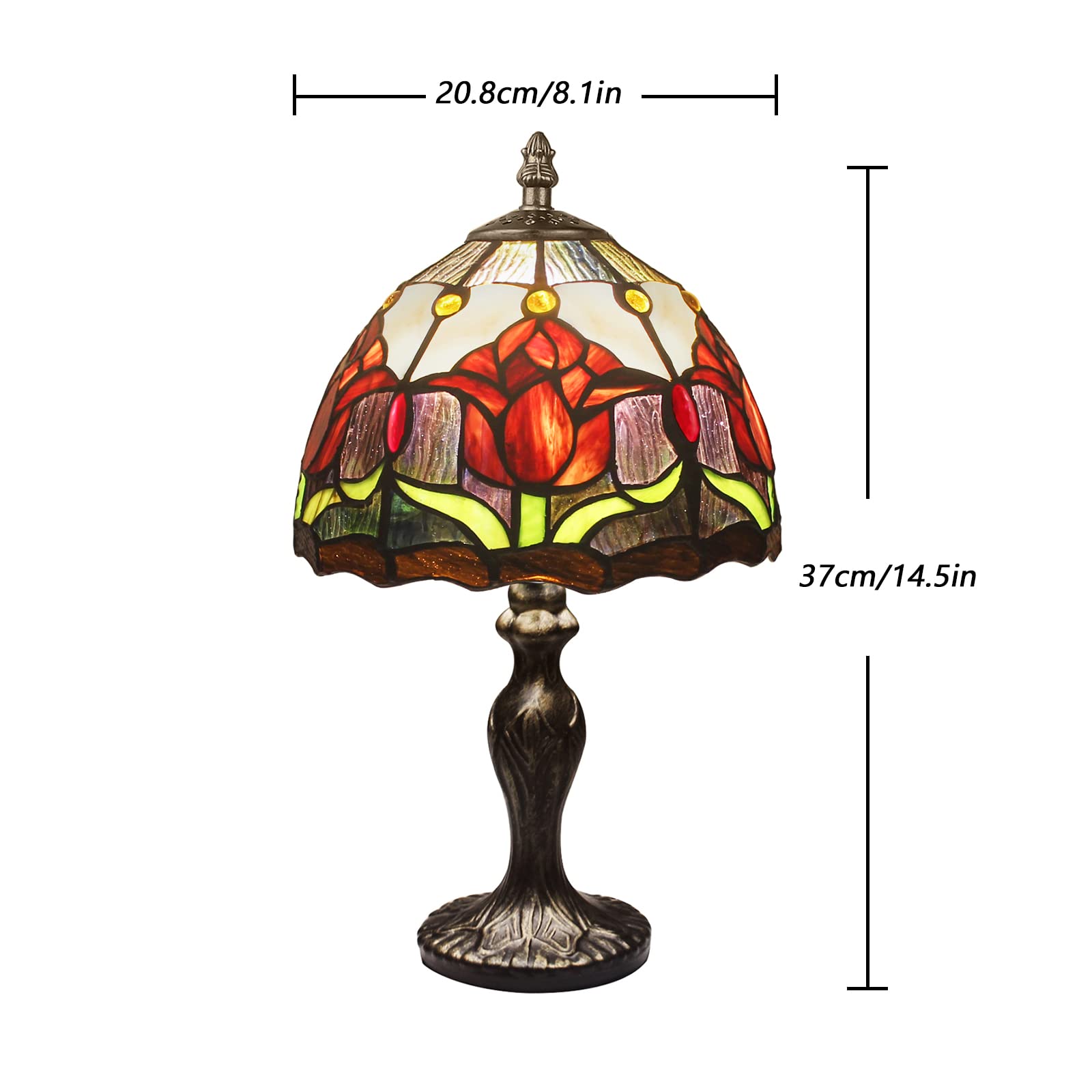 Miaoke Tiffany Table Lamp Stained Glass Table Light, Handmade Desk Bedside Table Night Lamp, Antique Art Craft Gifts Lover Kid L