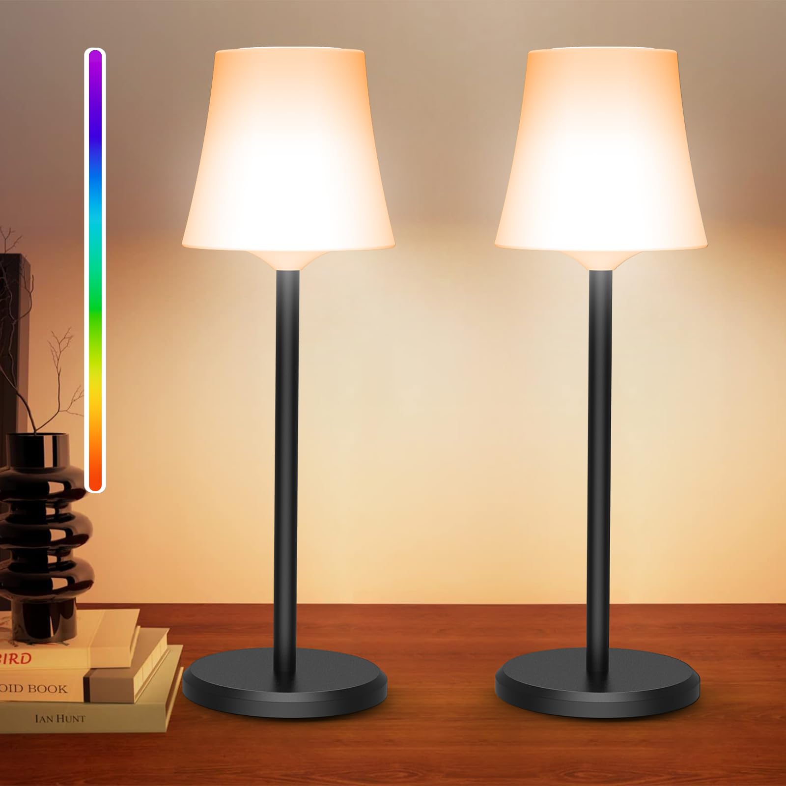 Ainostone Cordless Table Lamp 2 Pack Rechargeable Wireless Touch Light Small White AS0215-US-1