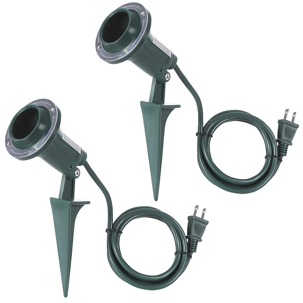 AizzKry Outdoor Spotlight, Durable Floodlight Fixture, Weather Resistant, 2-Pack, Green, 120V, PAR38 Bulb Base, ETL Listed