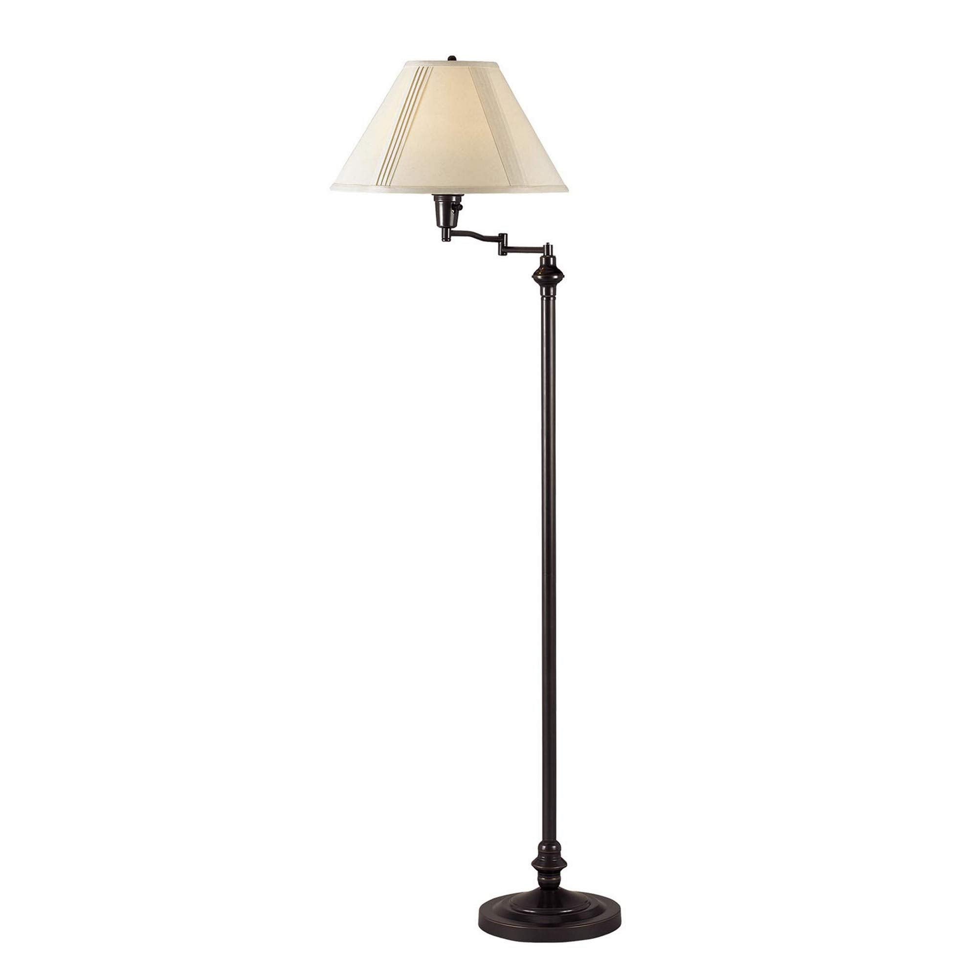 Benzara Metal Floor Lamp with Swing Arm, Fabric Conical Shade, 150 Watt, Black, Model BM220861