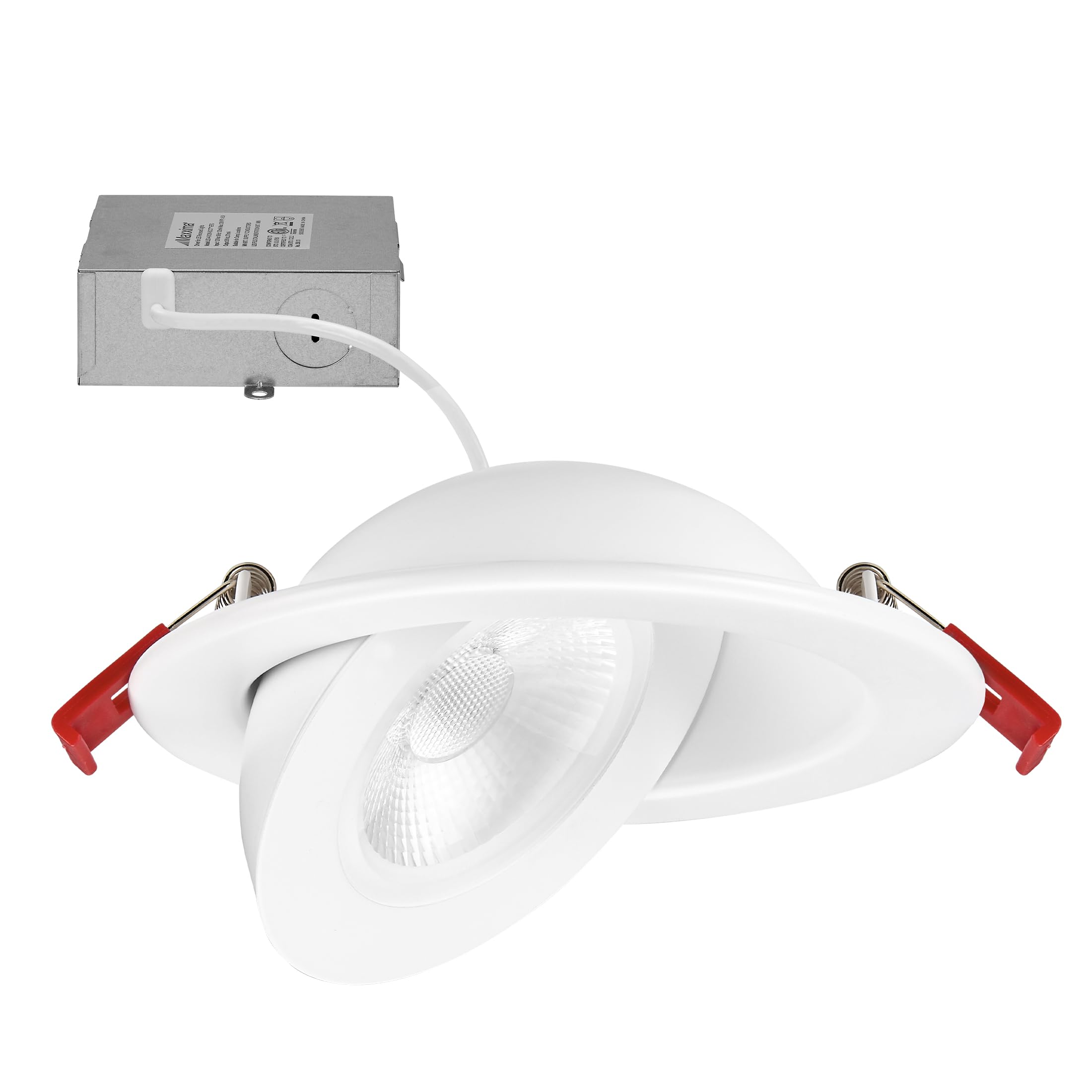 Maxxima 4 in. Rotatable Ultra-Thin Recessed LED Floating Gimbal Downlight, 900 Lumens, 5 CCT Selectable 2700K/3000K/3500K/4000K/