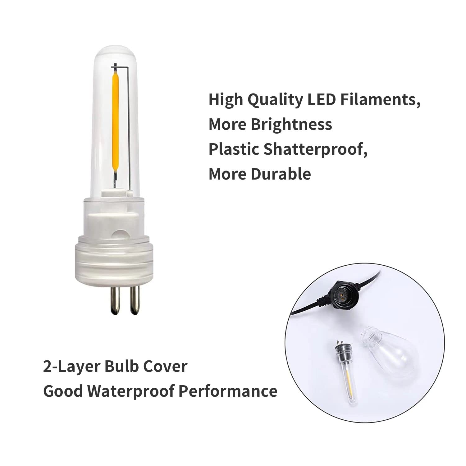 Vetril String Lights Accessories 1.5 Watt Led S14 Replacement Light Bulb, S14 Light Bulb , Soft White, 6 Packs