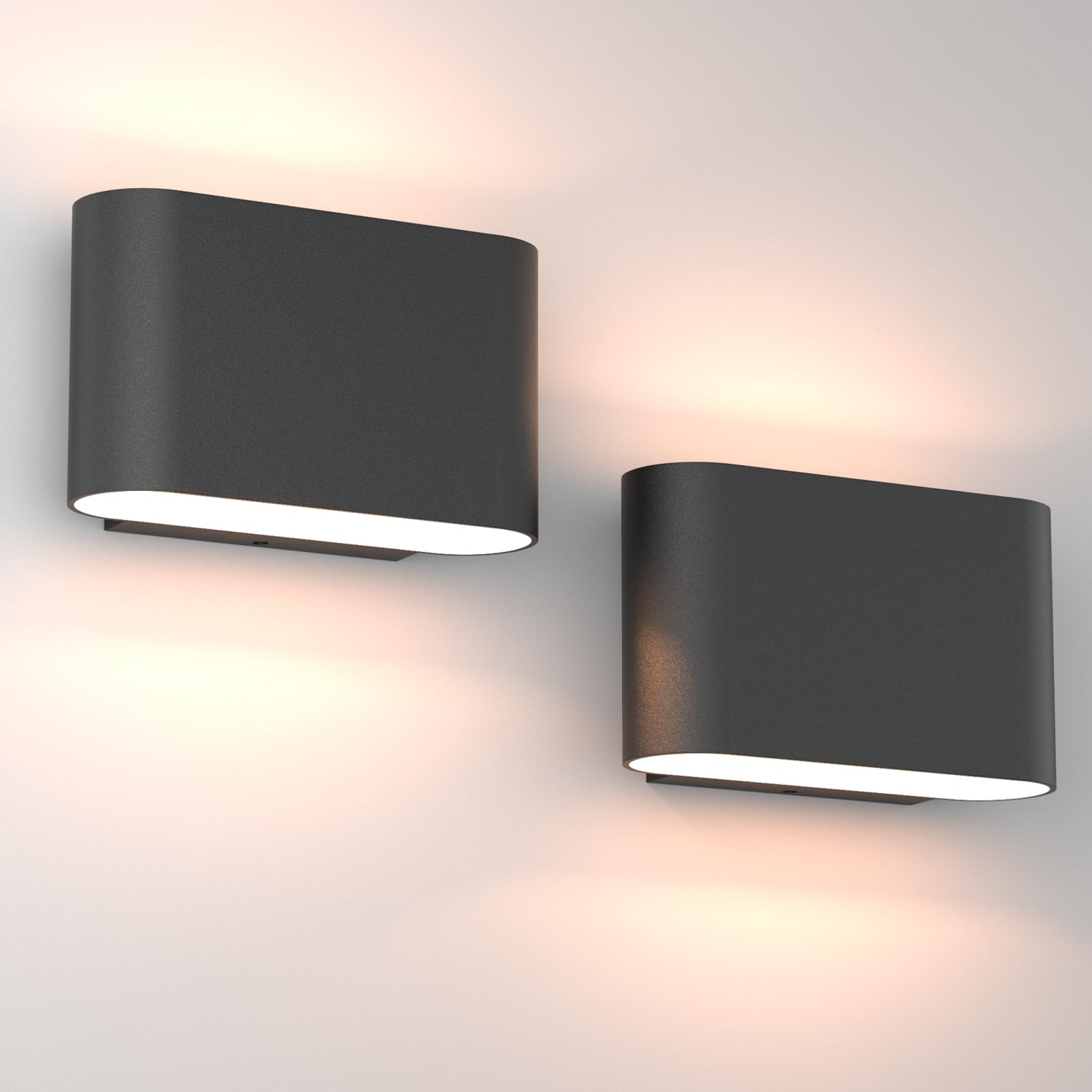 Aipsun LED Wall Sconces Set of 2, Modern Black Indoor Lights, Hardwired Up and Down, G9 Bulbs, 3000K Warm White, Model HW620