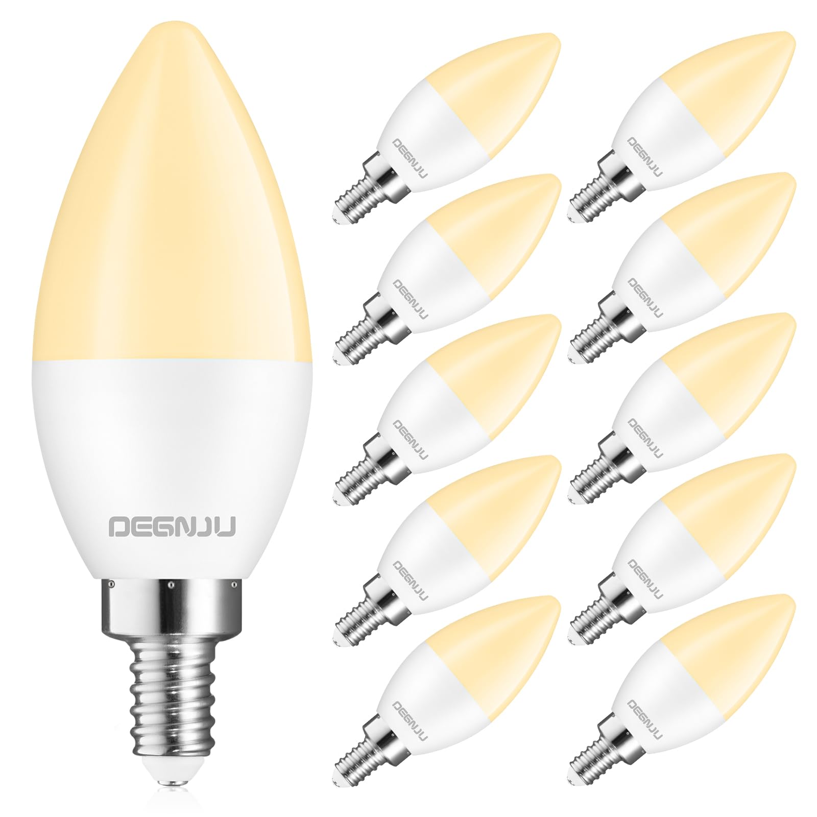 Degnju Led Candelabra Light Bulbs 60W Equivalent, Chandelier Light Bulbs Soft White 2700K, E12 Led Bulb, Type B Light Bulb 5.5W,