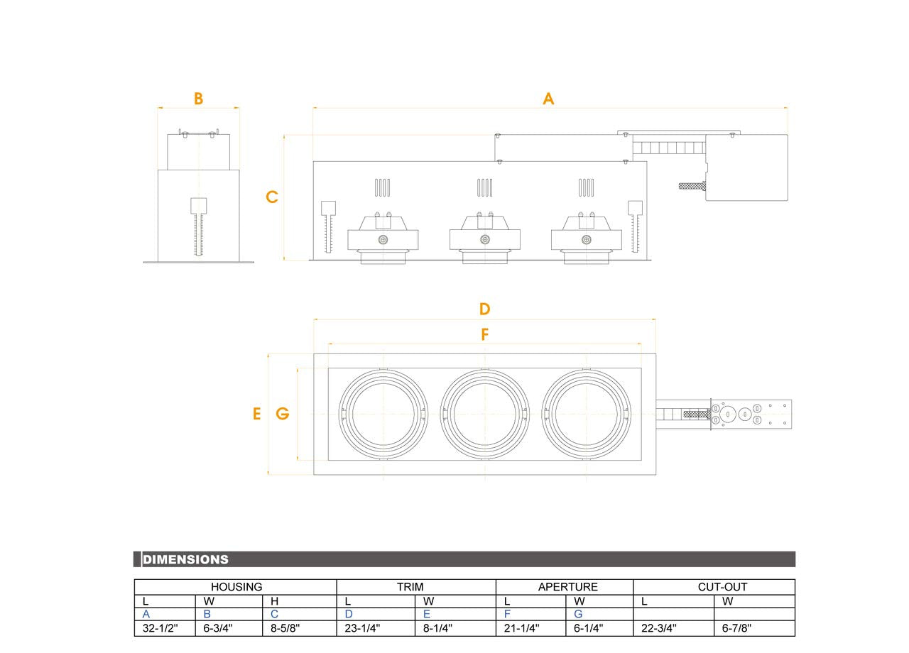 Jesco Lighting Mgrp38-3Wb Modulinear Directional Lighting For Remodeling, Double Gimbal Par38 3-Light Linear, Black Interior With White Trim
