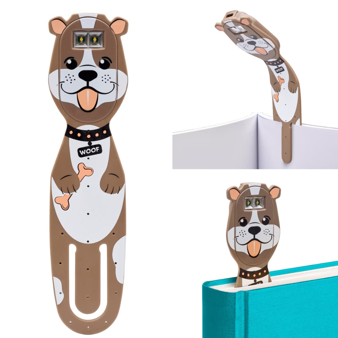 Gifts for Readers & Writers Flexilight Pal Bookmark Reading Light - Rechargeable LED Clip-On Lamp for mature-themeds & Children - Dog Color, Model FLP