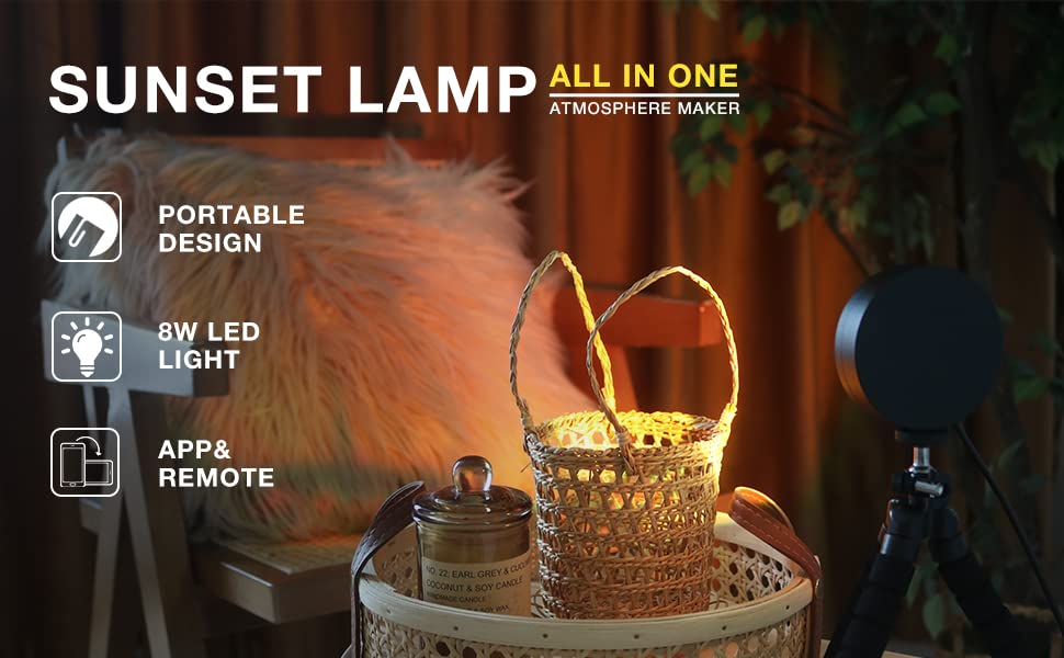 Jimei Sunset Lamp Projector Led Lights For Bedroom Night Light Rgb Lights Sun Sunlight Sunrise Lamp 10W 360? Rotation Mood Light