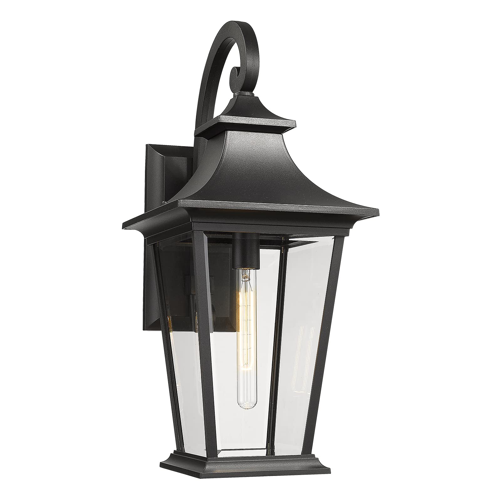 Emliviar Large Outdoor Wall Light, Modern Black Front Porch Light With Clear Glass, Xe220B Bk