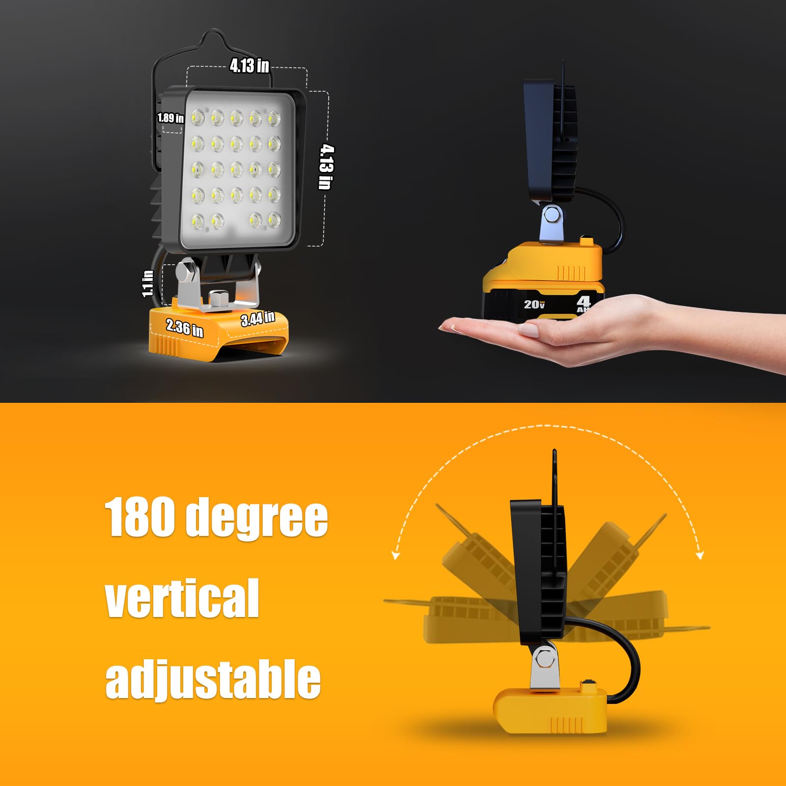 Led Work Light For Dewalt 20V Max Battery - Lanka 54W 7600Lm Flashlight Tools Cordless Work Light W/Usb & Type C Charging Port U