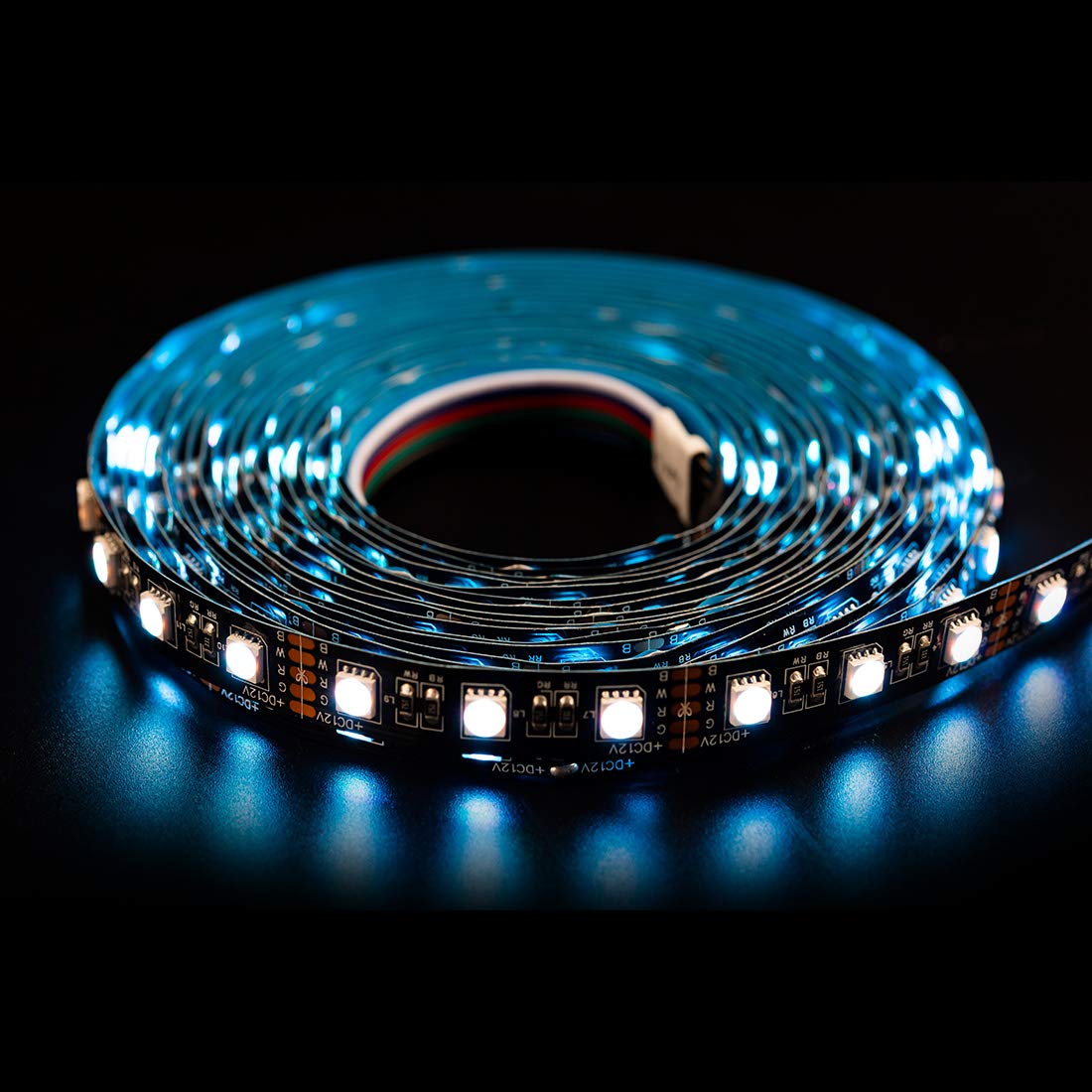 Btf-Lighting 5050 Rgbw Rgb+Cool White(6000K-7000K) 4 Colors In 1 Led Tape Light Dc24V 5M 16.4Ft 60Led/M Multi-Colored Ip67 Black