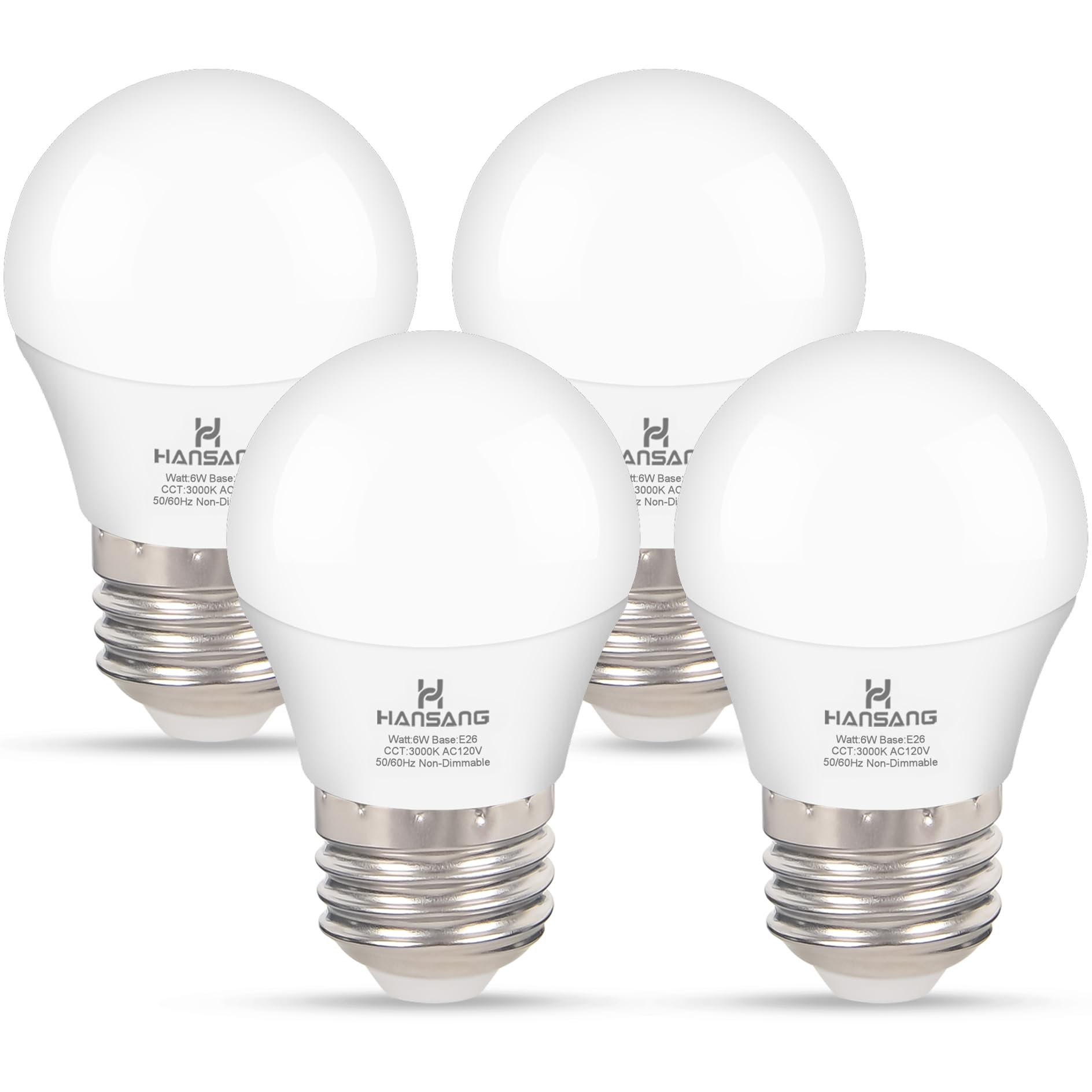 Hansang Led Refrigerator Light Bulb E26 Base, 3000K Soft White, 6W Waterproof Appliance Bulb 60Watt Equivalent, A15 Small Fridge