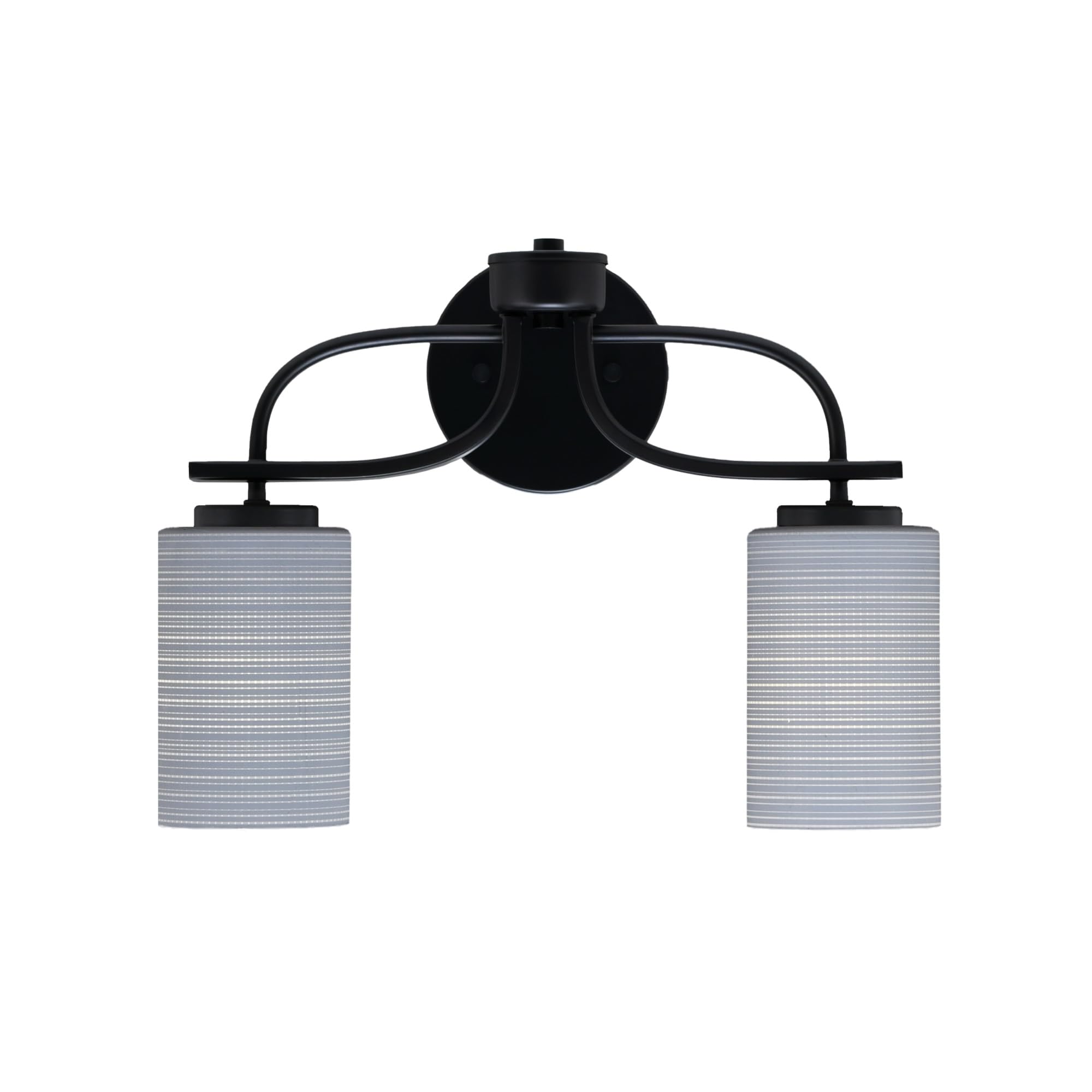 Cavella 2 Light Bath Bar In Matte Black Finish With 4" Gray Matrix Glass