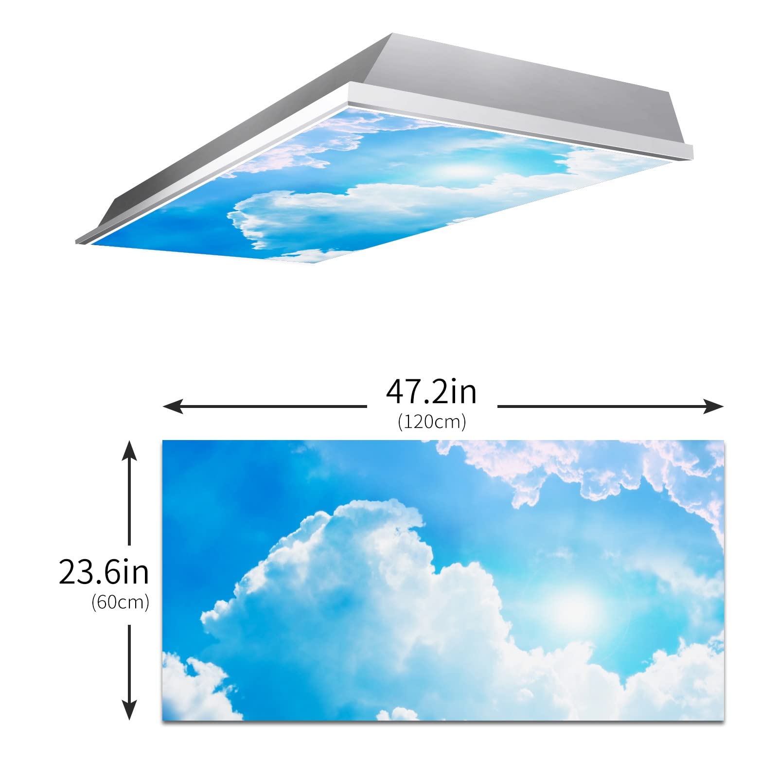 Msinmkok Fluorescent Light Covers For Classroom Kitchen Office Decorations-Sunshine Cumulus Clouds Clear Blue Sky Eliminate Hars