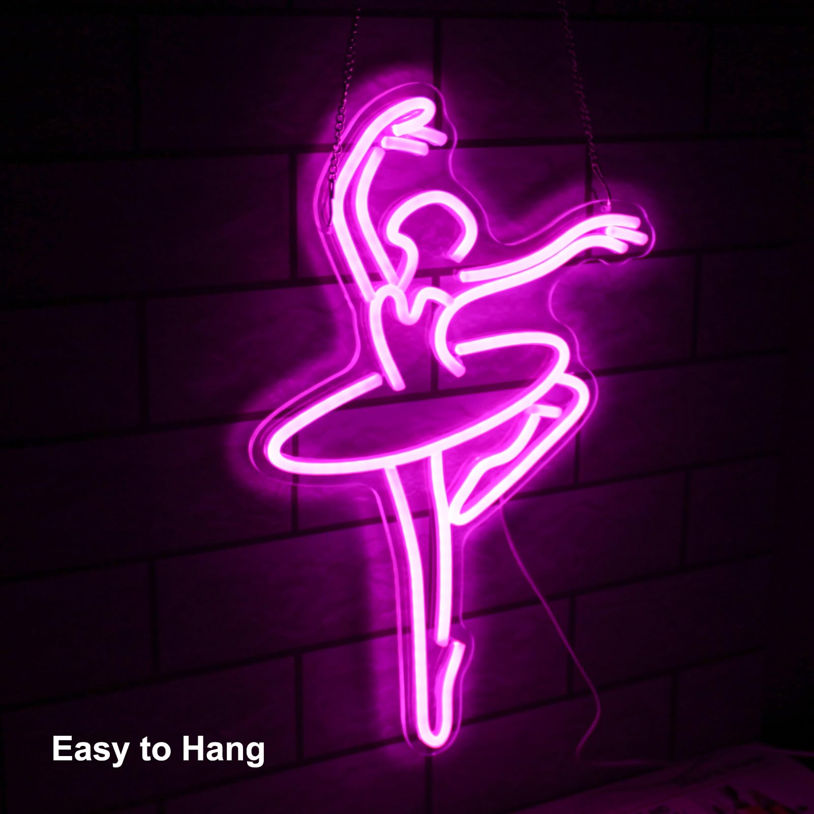Kullneon Ballet Girl Neon Sign, Pink LED Light, 17.7 x 11.6 inches, Acrylic, Model YL-Ballet, Wall Decor for Dance Room