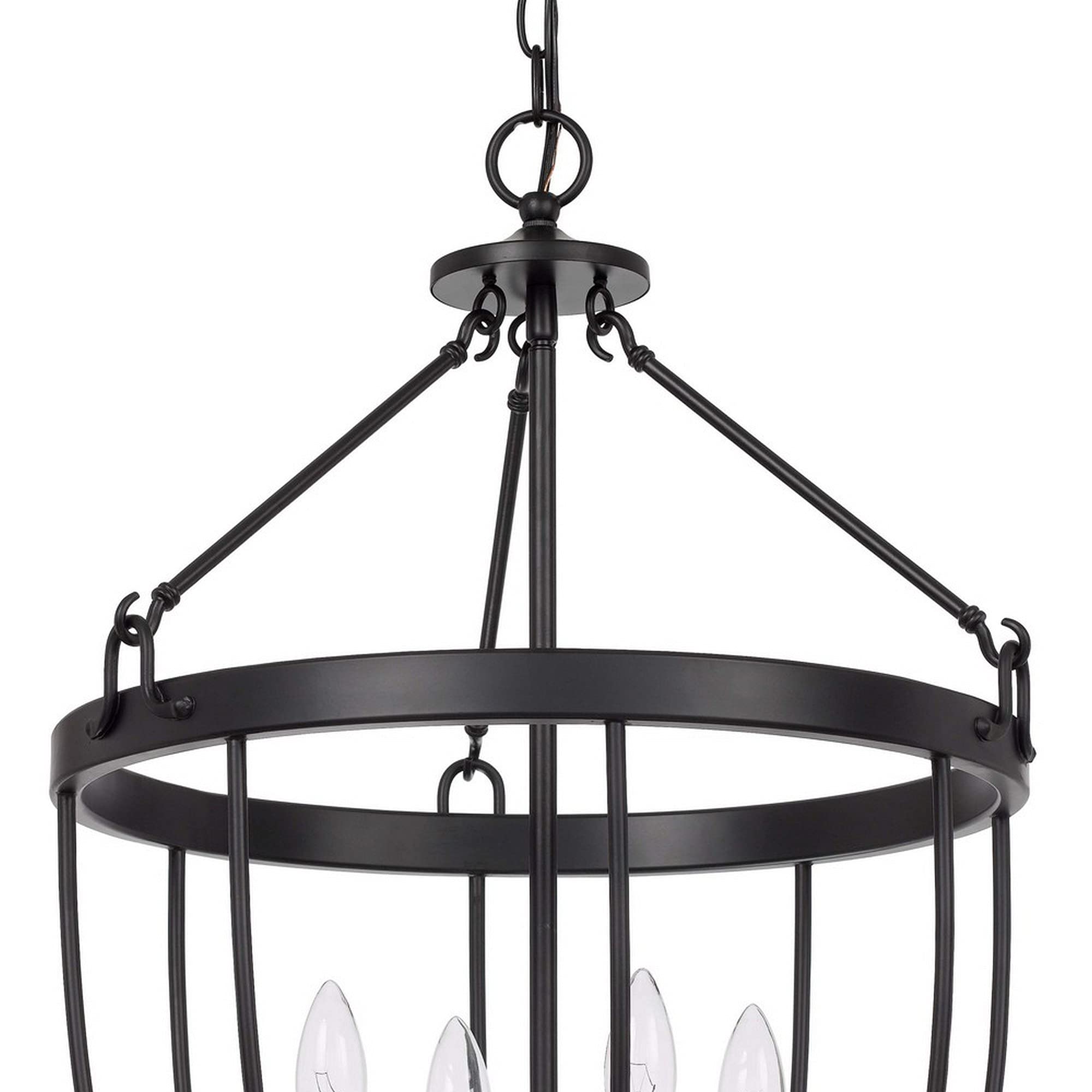Benzara BM241879 Chandelier with Metal Bird Cage Pendulum Design Black