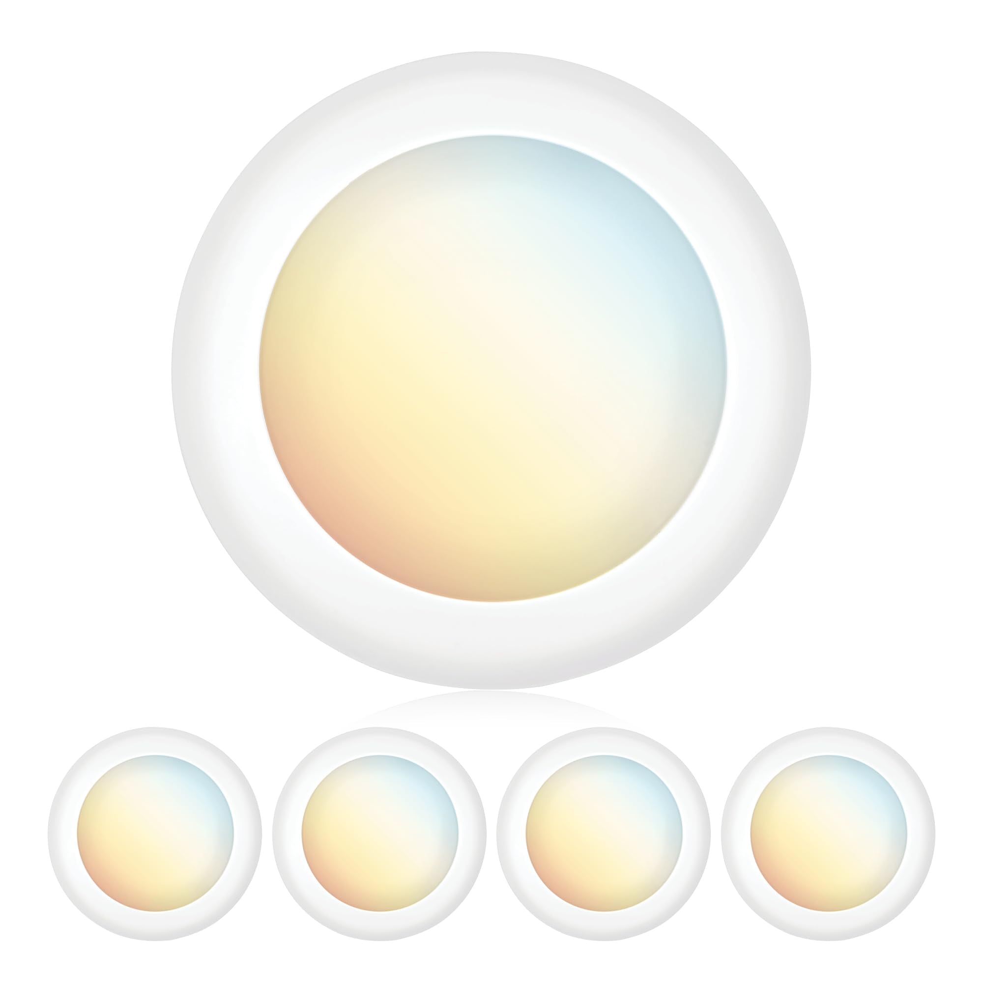 PARMIDA (4 Pack) 5/6 Inch Dimmable 5CCT LED Disk Lights, 15W Flush Recessed Ceiling Lighting, 5 Color Selectable 2700K/3000K/350