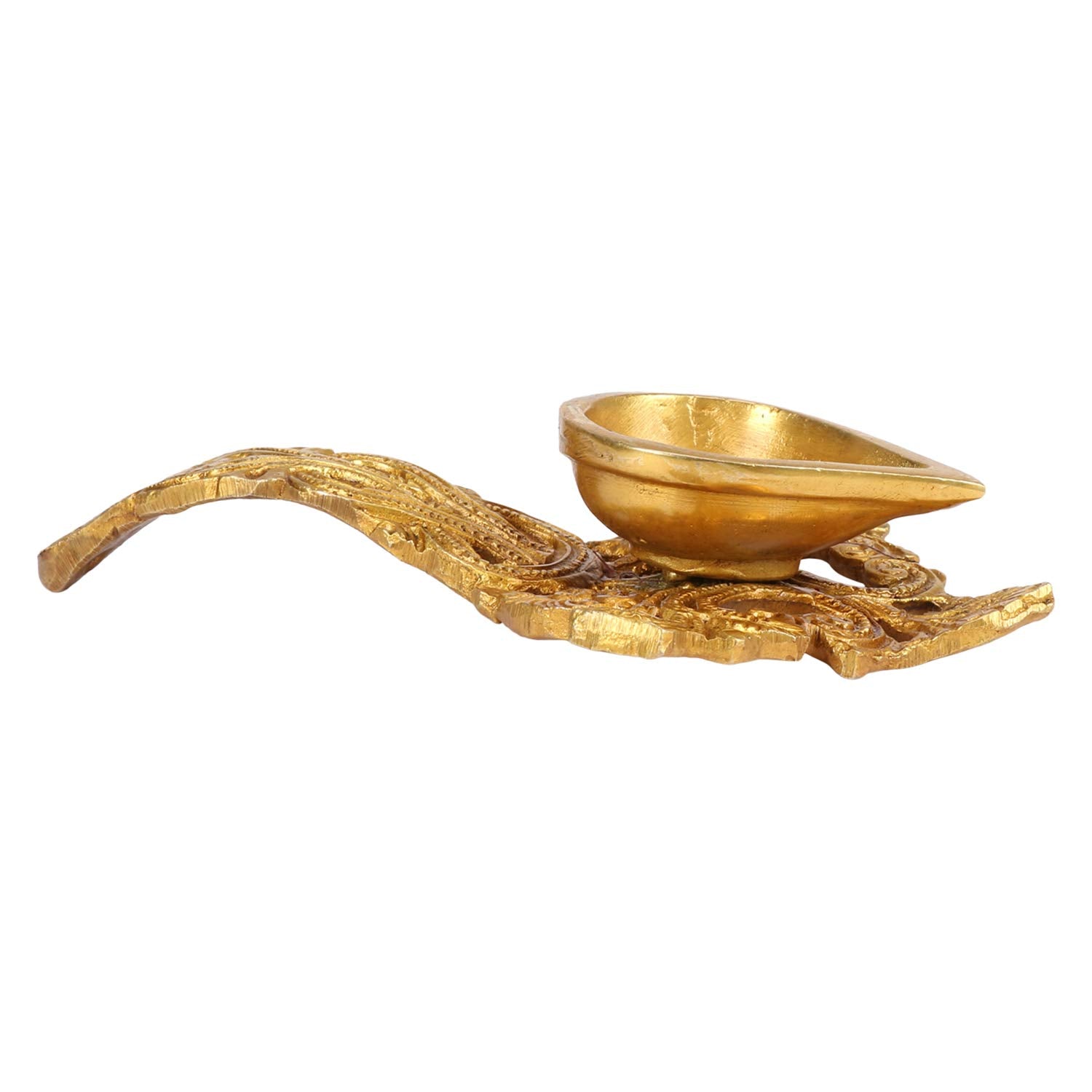 Kartique Brass Hand Held Puja Aarti Oil Diya with Long Handle (Gold_4 Inch X 7 Inch X 1.5 Inch)