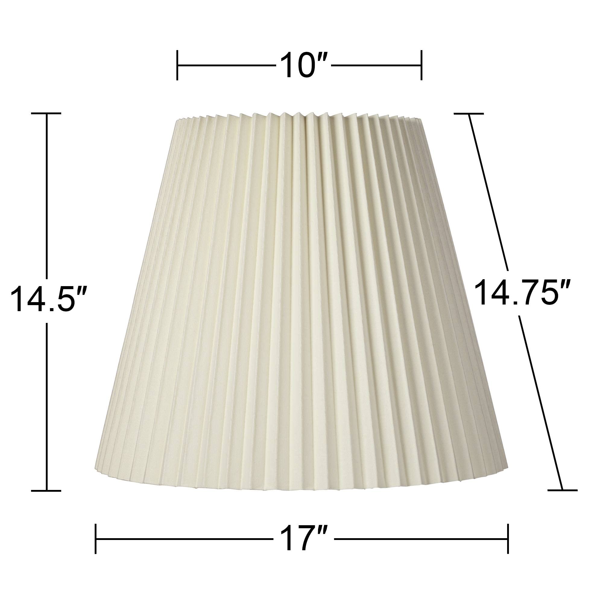 10&quot; Top X 17&quot; Bottom X 14 1/2&quot; High X 14 3/4&quot; Slant Lamp Shade Replacement Large Ivory White Bell Round Traditional Pleated Spider Harp Finial - Springcrest