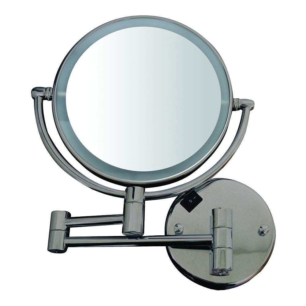 Whitehaus Collection Round Wall Mount Dual Led 7X Magnified Mirror, 17.3 X 4.6, Brushed Nickel, Model Whmr912-Bn