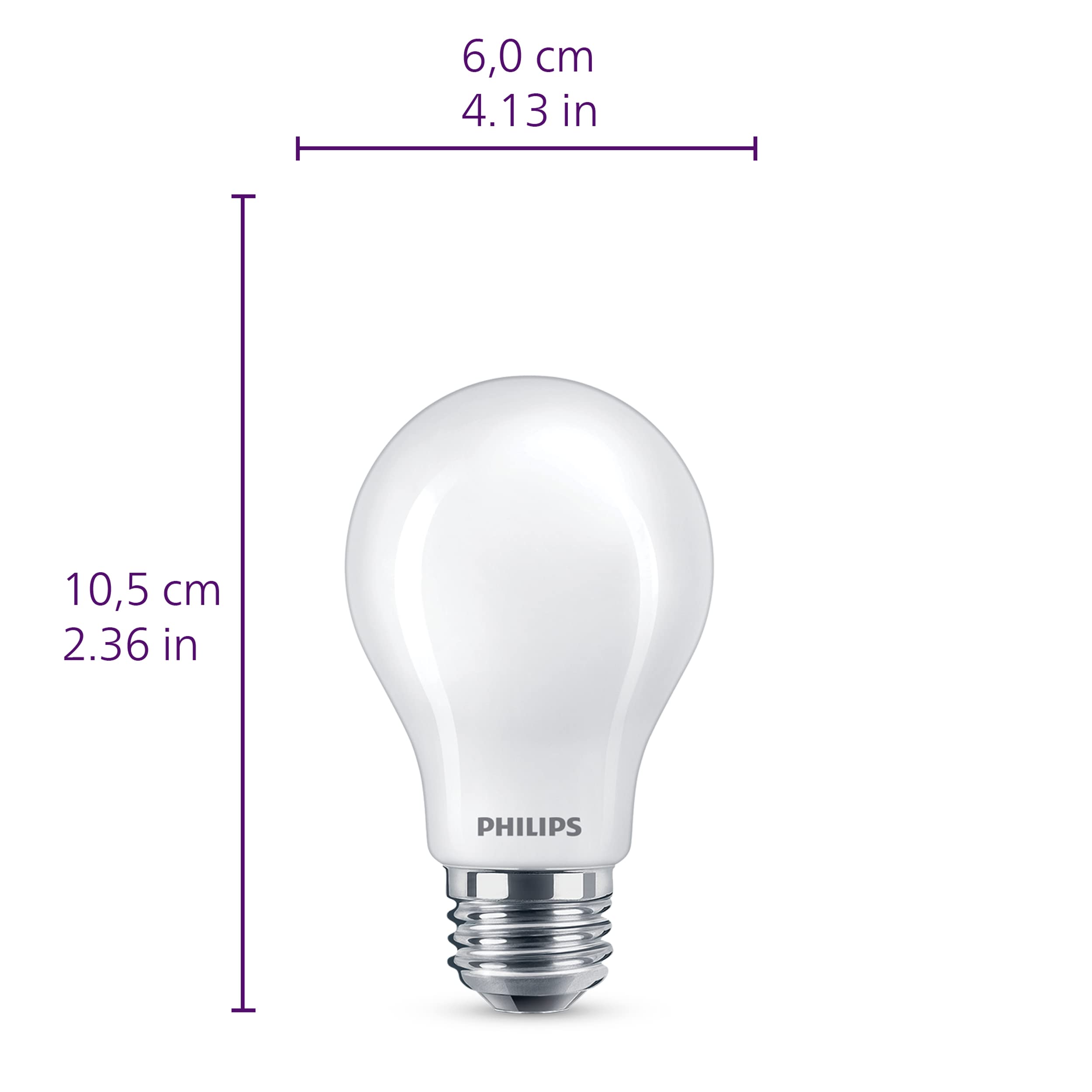 Philips LED Frosted A19 Dimmable Light Bulb, EyeComfort, 8W=60W, Soft White, 8 Count, Model 573436