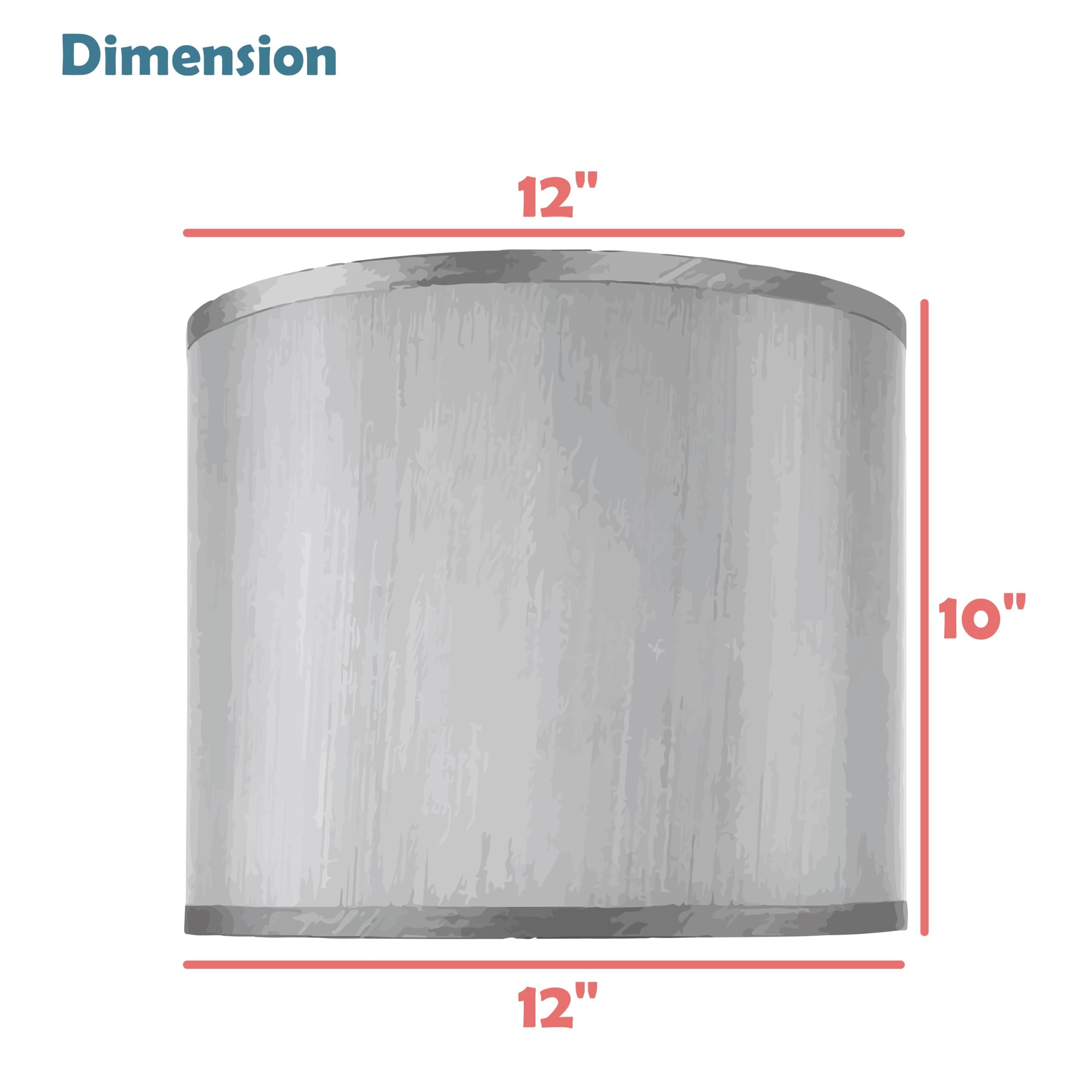 Aspen Creative Drum Lamp Shade, 12in Wide, Crinkled Fabric, Beige & Brown Trim, Model 31098A