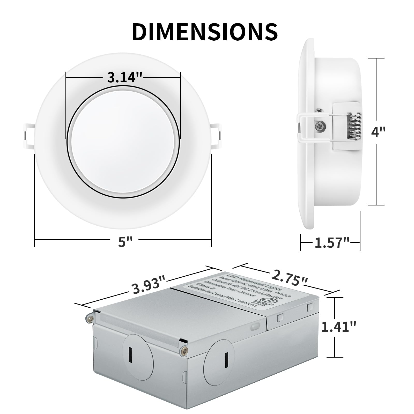 Knlnny Ware 6 Inch Led Recessed Lights 6 Pack,Ajustable Led Eyeball Gimbal Light With Junction Box,5Cct Selectable,15W 1250Lm,Di