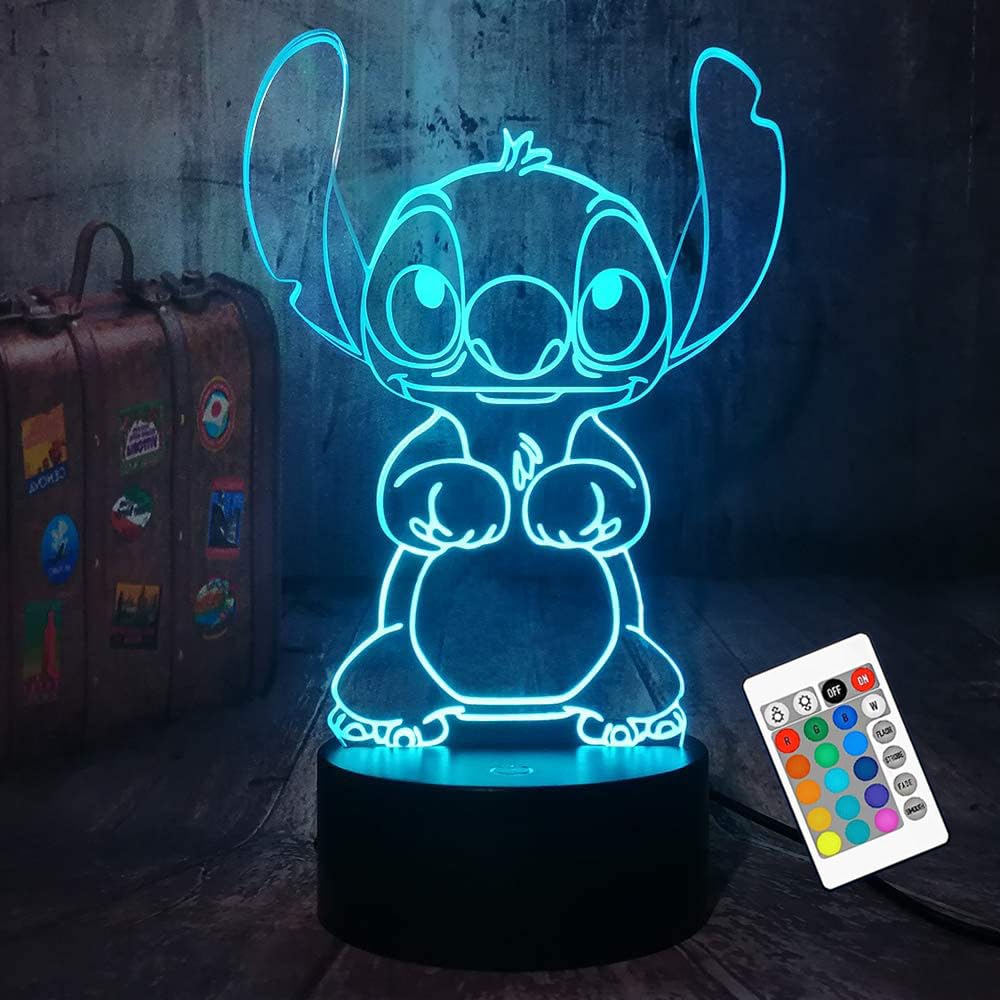 KFICSIKY 3D LED Stitch Night Light, Multicolor, Remote Touch, 16 Colors, 3.94x4.72x8.27 inches, Model F0726,