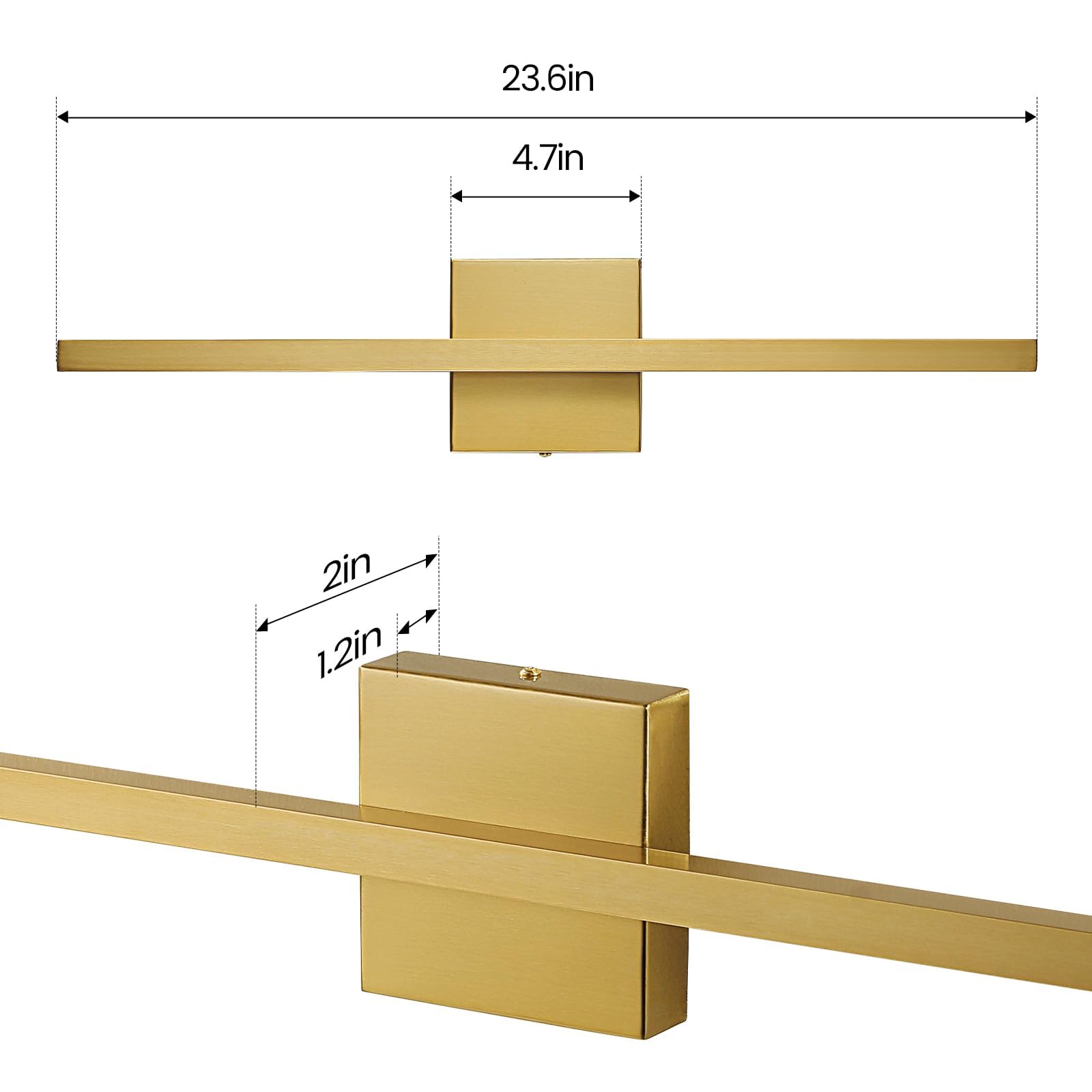 Epinl Gold Bathroom Light Fixtures - 23.6 Inch Brushed Gold Vanity Lights For Bathroom Over Mirror Dimmable18W Led Dimmable 5Cct Wall Sconce Lighting Fixture For Bathrooms Bedroom