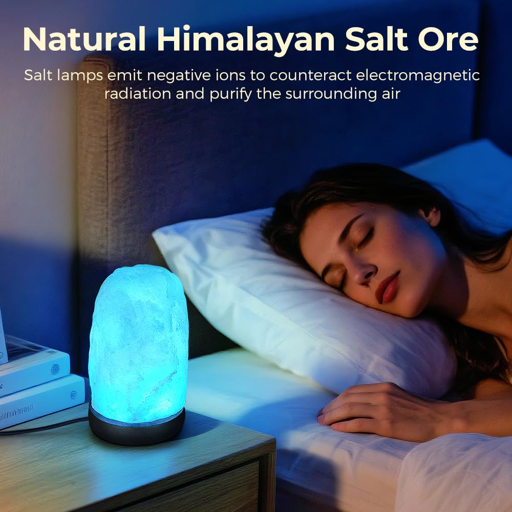 Liuliuyoyo Small Remote Salt Himalayan Salt Lamp 16 Colors, Natural Crystal Salt Rock Lamp Hand Carved Night Lights, USB Salt Cr
