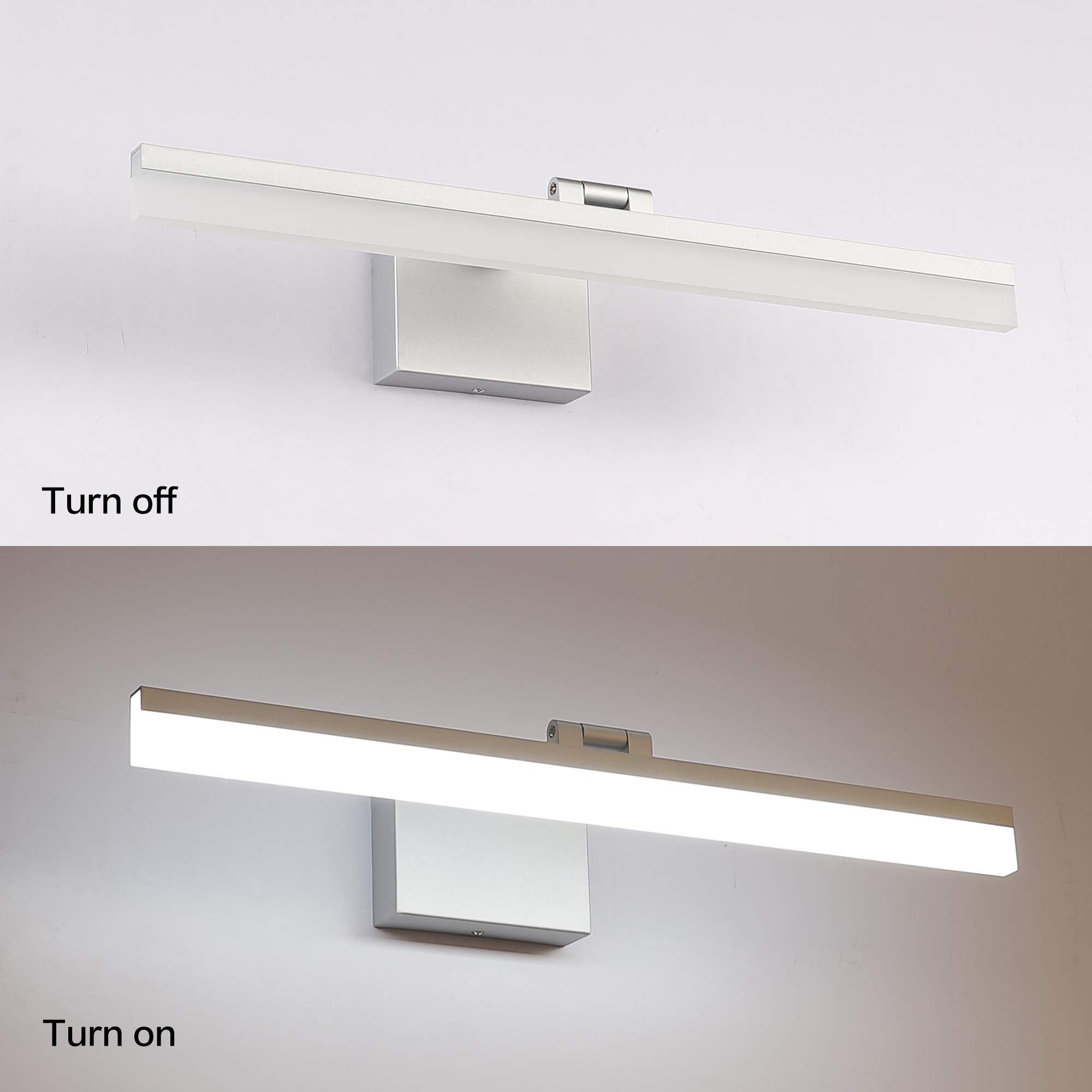 Solfart 23.6 Inch 3 Color Temperature Dimmable Modern Adjustable Light For Bathroom Lighting Fixtures Led Modern Silver Vanity L