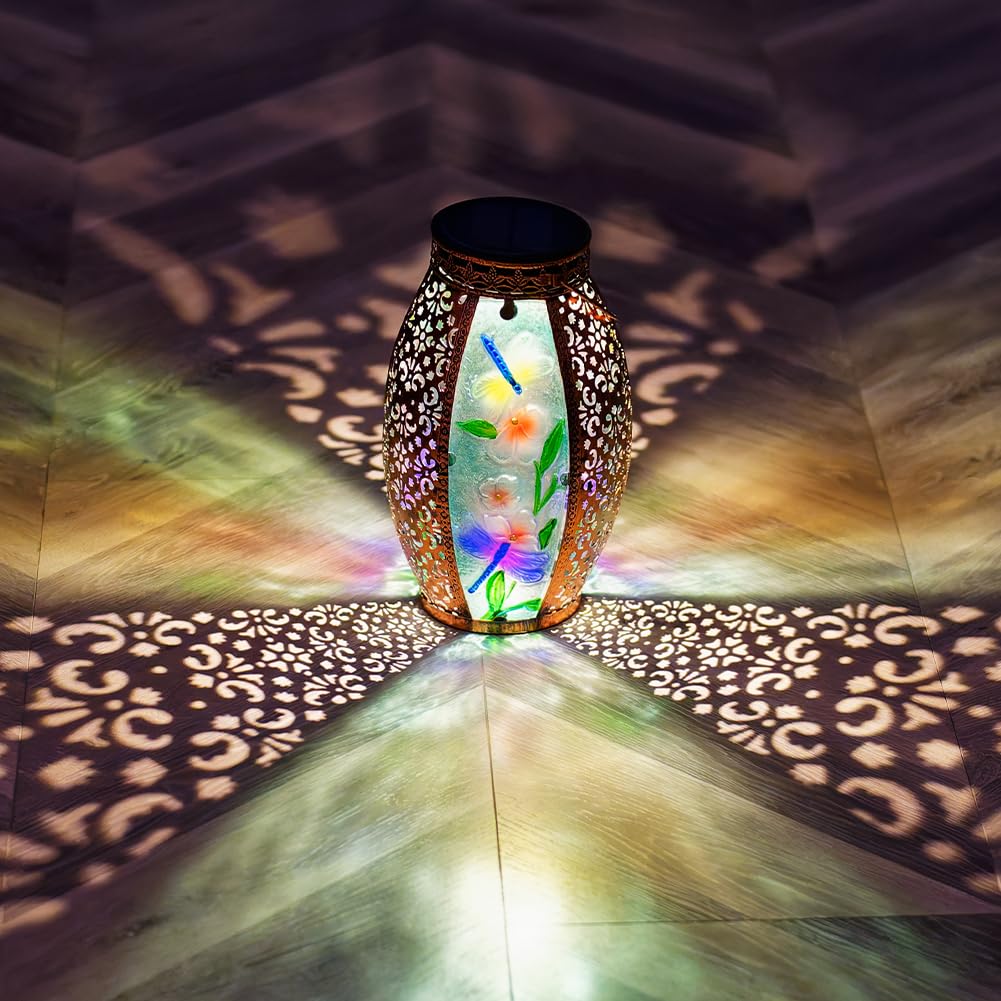 Vewogarden Solar Lanterns Outdoor Waterproof Hanging Decorative Dragonfly Solar Lights For Patio Porch Garden Table Decor