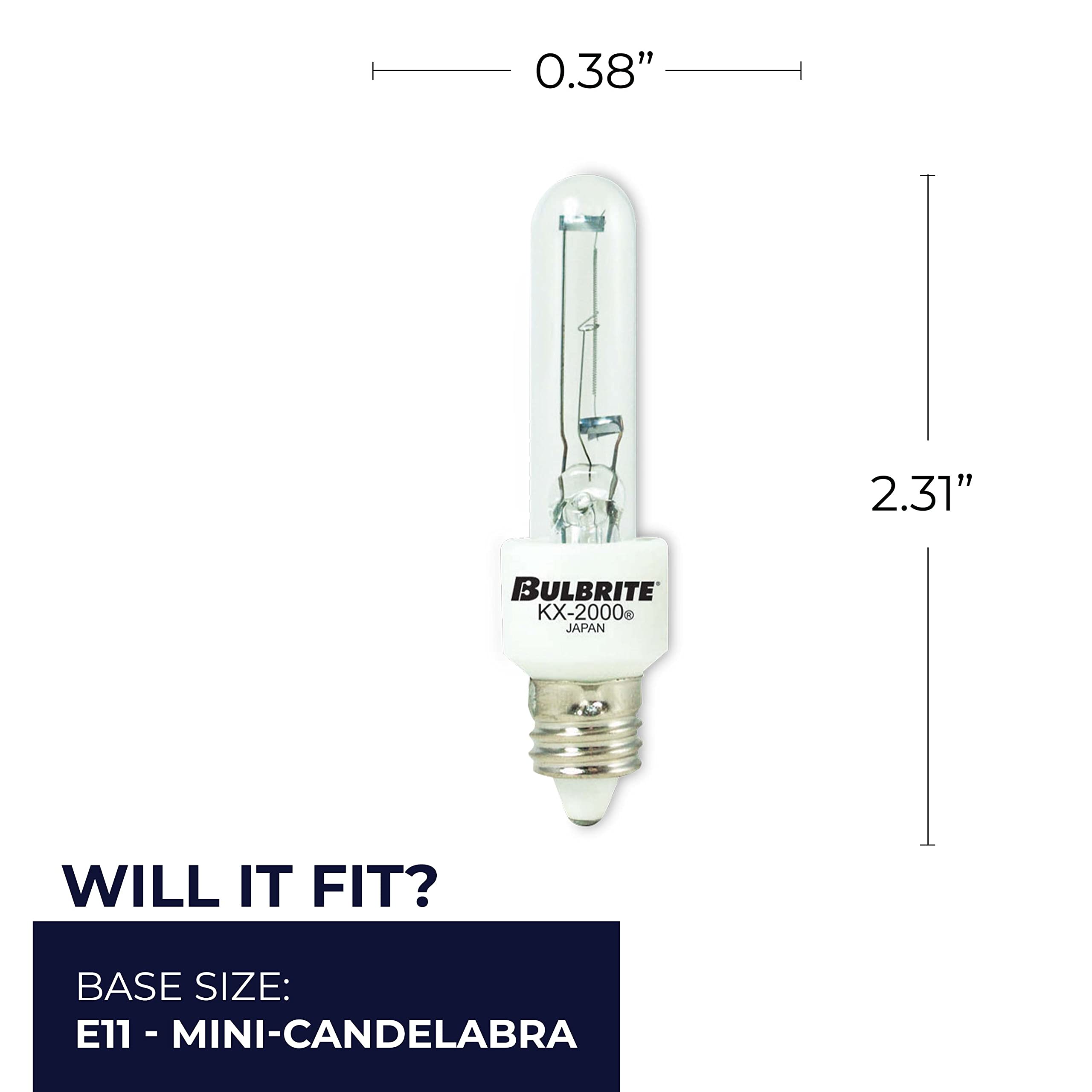 Bulbrite Mini-Candelabra Screw Base Light Bulb, E11, Clear Glass, 1 Count, Model KX60CL/MC