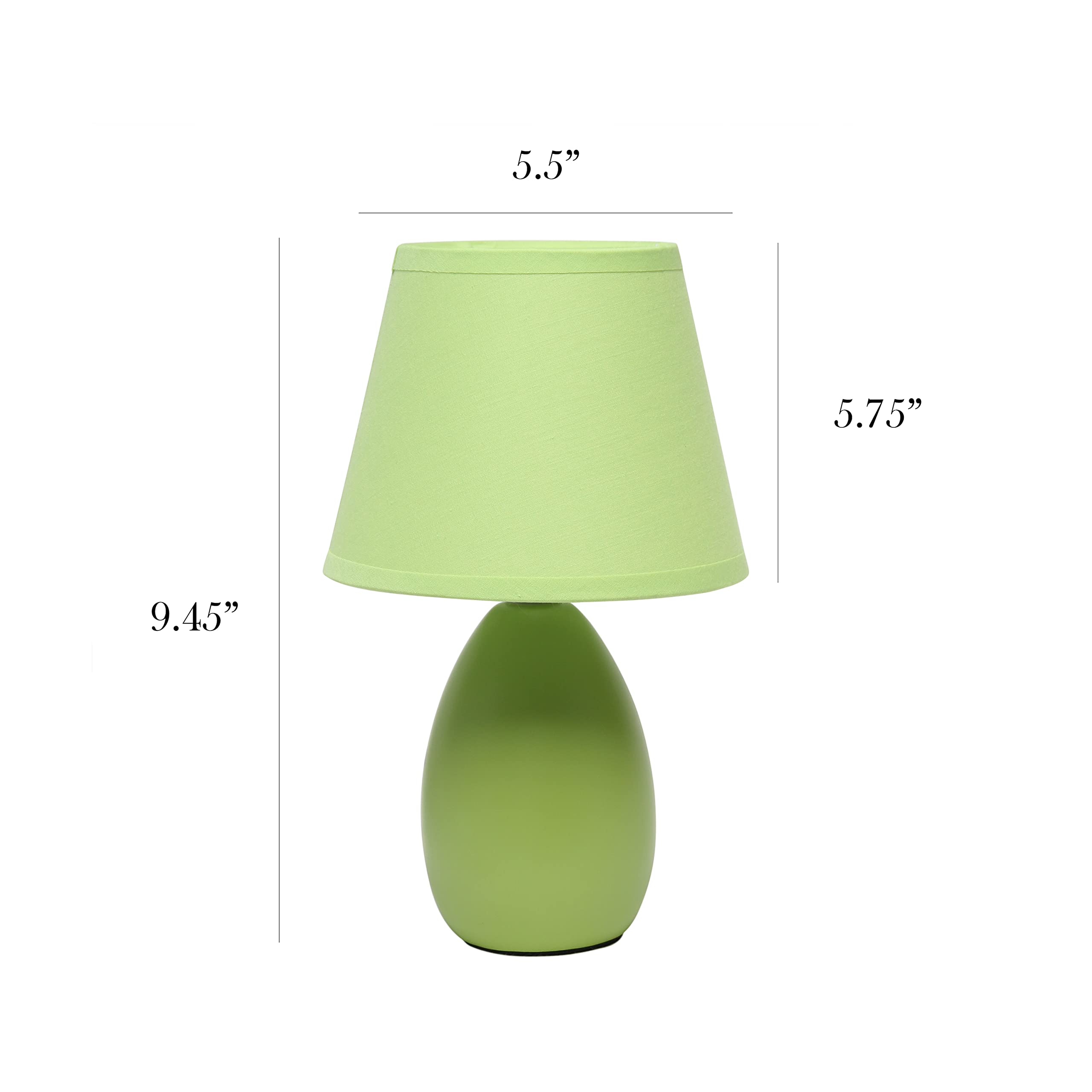 Simple Designs Lt2009-Grn Mini Egg Oval Ceramic Table Desk Lamp, Green