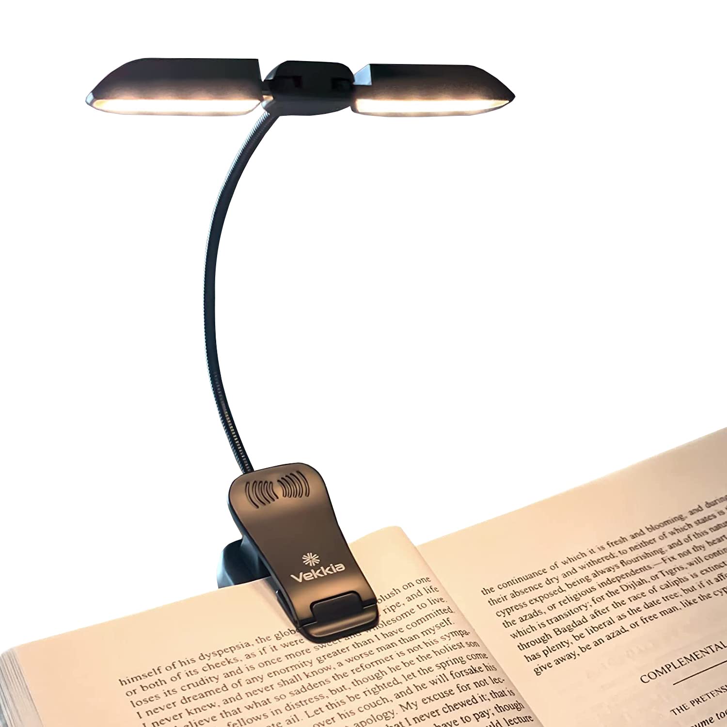 Vekkia 14 LED Book Light, Rechargeable, 180° Adjustable, Eye-Care, Black, 4.0 x 3.0 x 2.6 in, Model BL