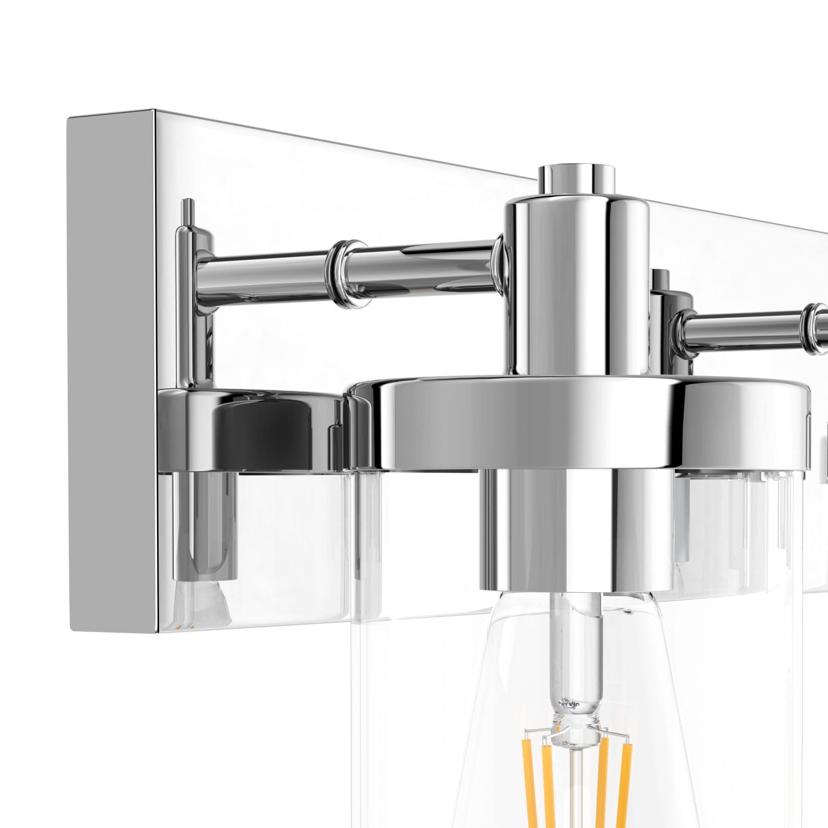 Aipsun Chrome 3-Light Vanity Light Fixture For Bathroom, Farmhouse Style With Clear Glass Shade, Model 1136